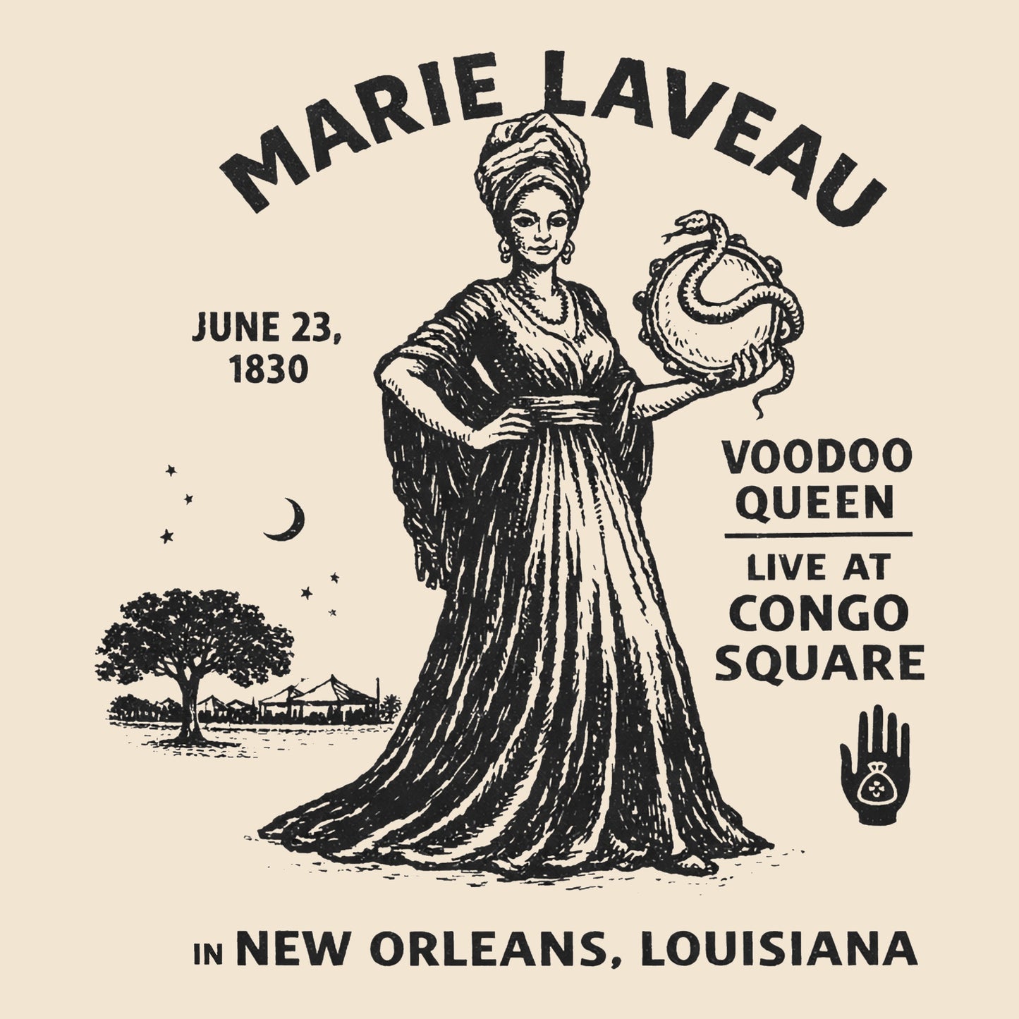Marie Laveau Tee Design Natural