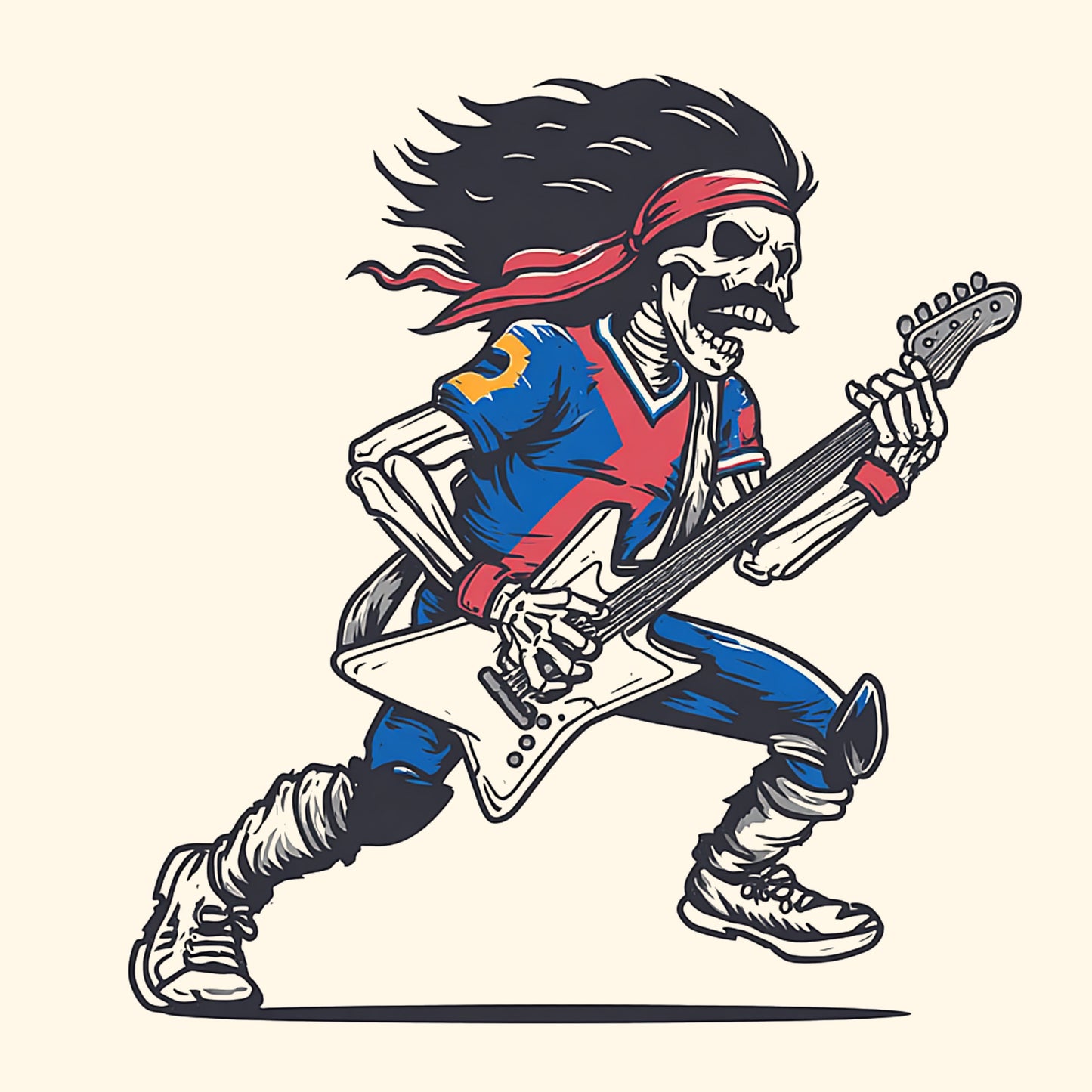 Running Guitarist Tee Design Ivory