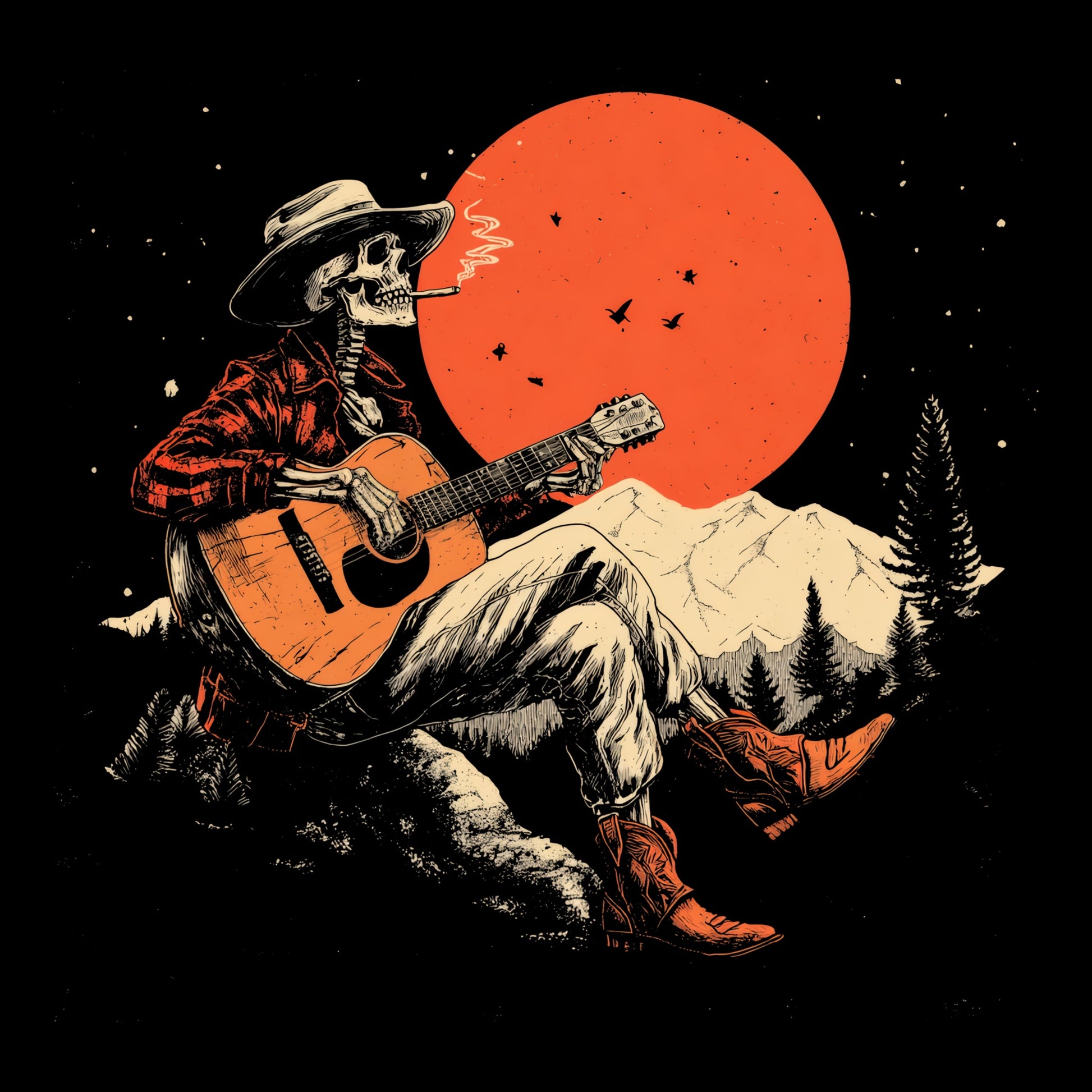 Sunset Serenade T-Shirt Design Black