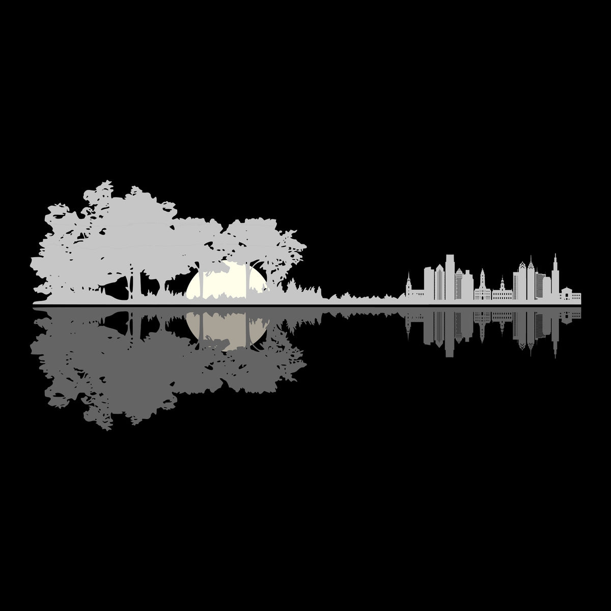 Philly Reflection Tee Design Black