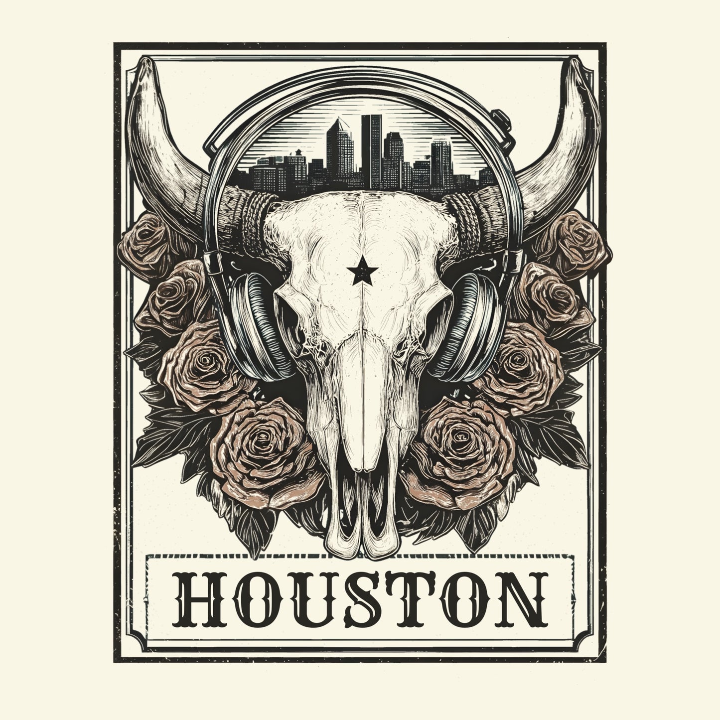 Htown Longhorn T-Shirt Design Natural