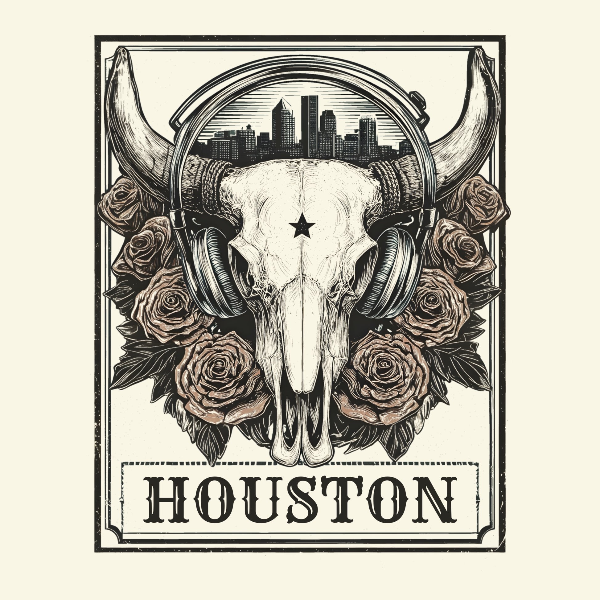 Htown Longhorn T-Shirt Design Natural