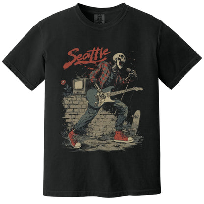 Seattle Grunge Skeleton T-Shirt | Comfort Colors® 1717 Black