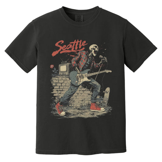 Seattle Grunge Skeleton T-Shirt | Comfort Colors® 1717 Black