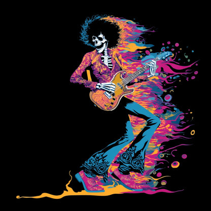 Psychedelic Guitarist T-Shirt Design Black