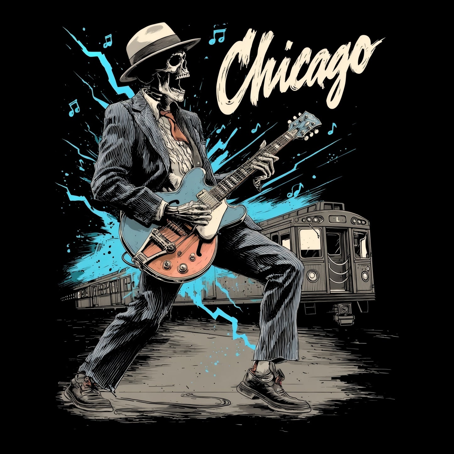 Chicago Rock T-Shirt Design Black