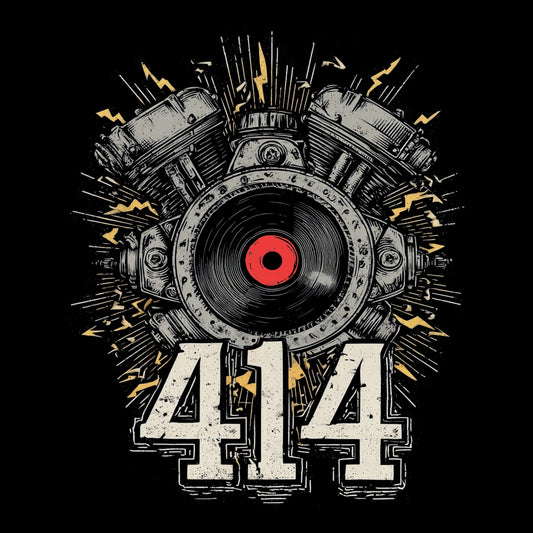 414 Engine Vinyl T-Shirt Design Black
