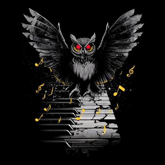 Piano Owl T-Shirt Design Black