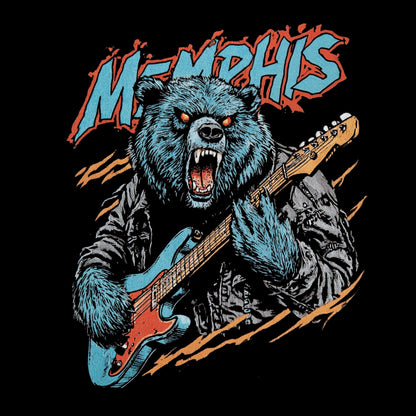 Grizzled Guitar Tee Design Black