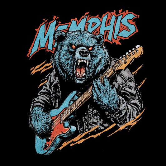Grizzled Guitar Tee Design Black