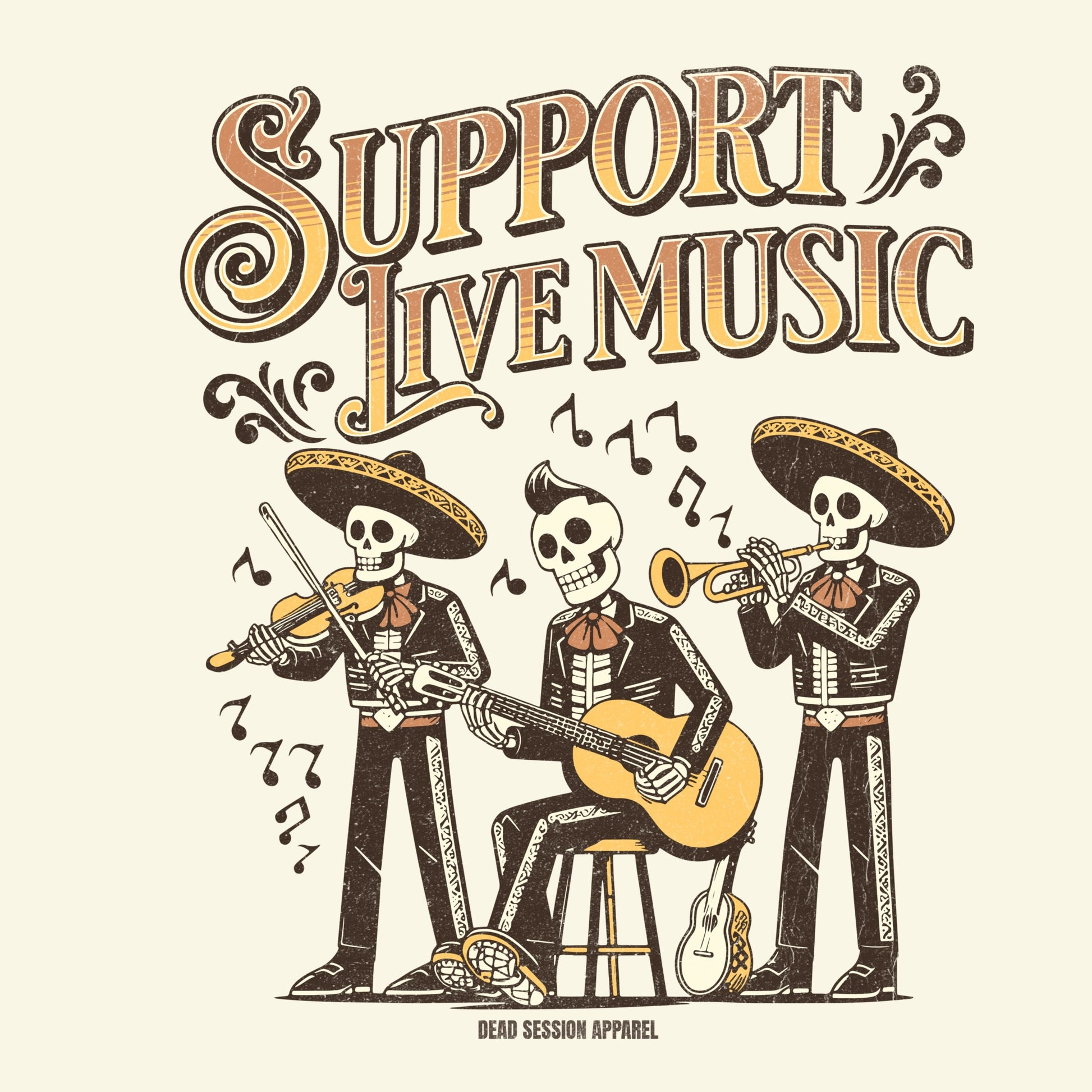 Support Live Music Tee Design Natural