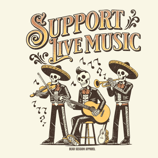 Support Live Music Tee Design Natural