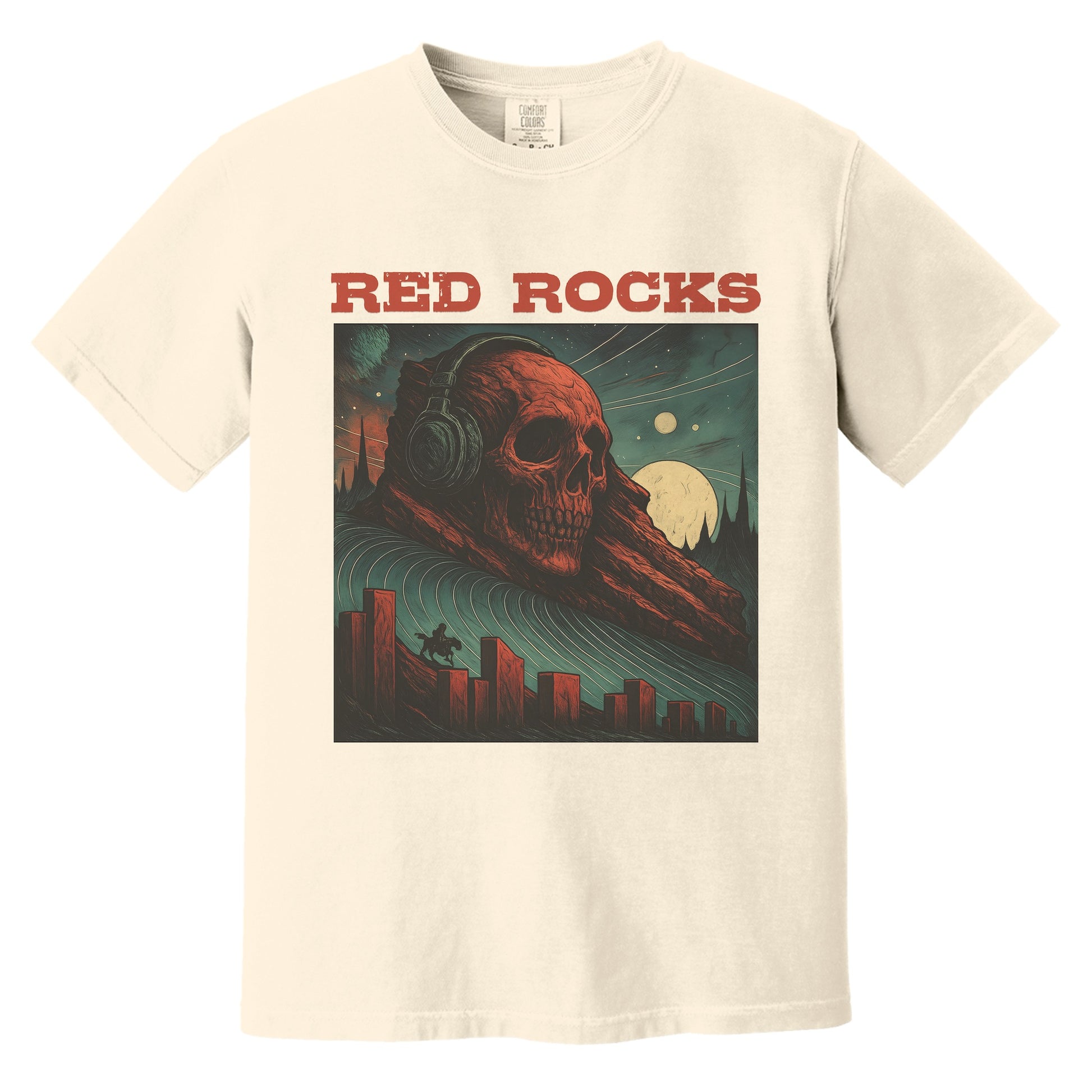 Red Rocks Skull Skeleton T-Shirt | Comfort Colors® 1717 Ivory