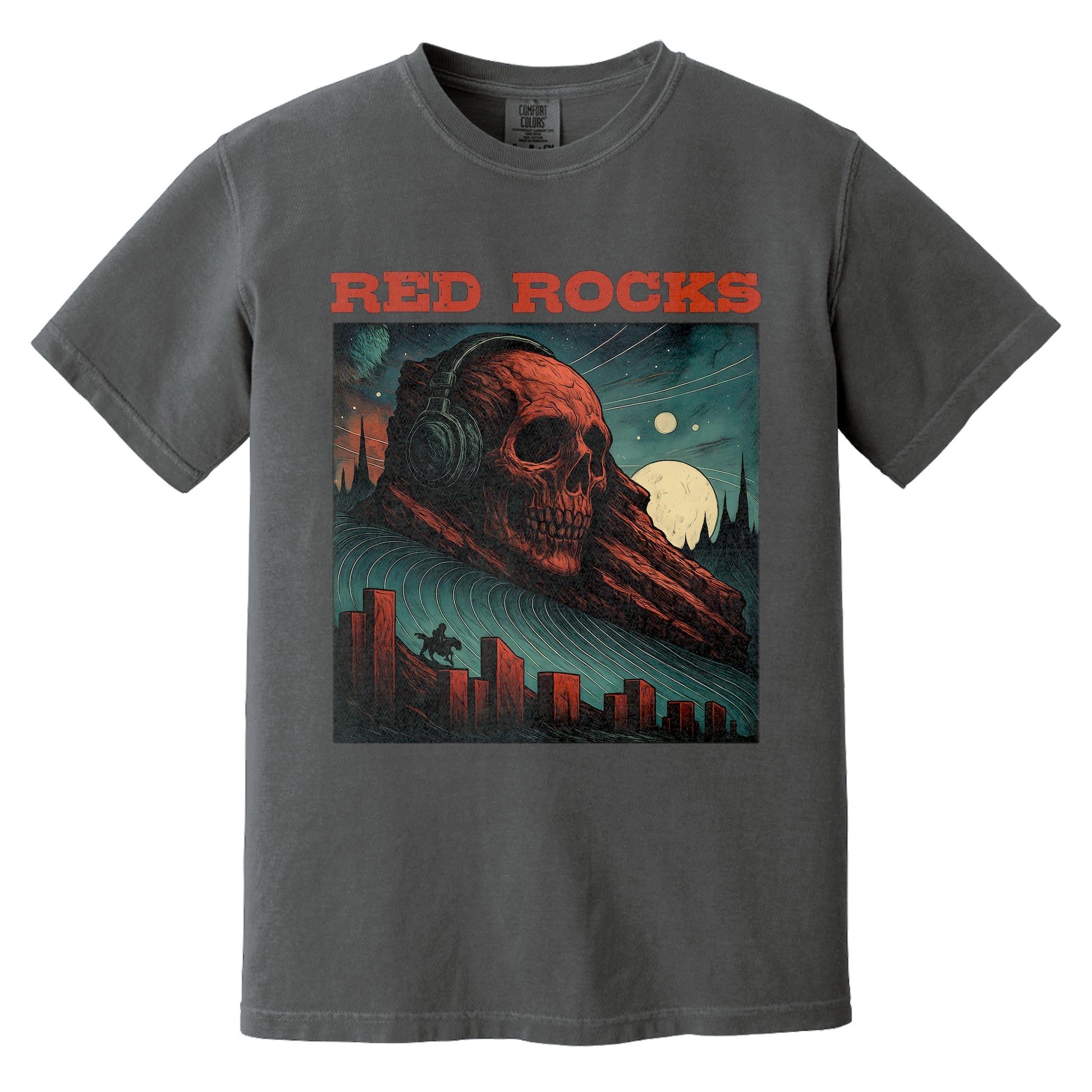 Red Rocks Skull Skeleton T-Shirt | Comfort Colors® 1717 Pepper