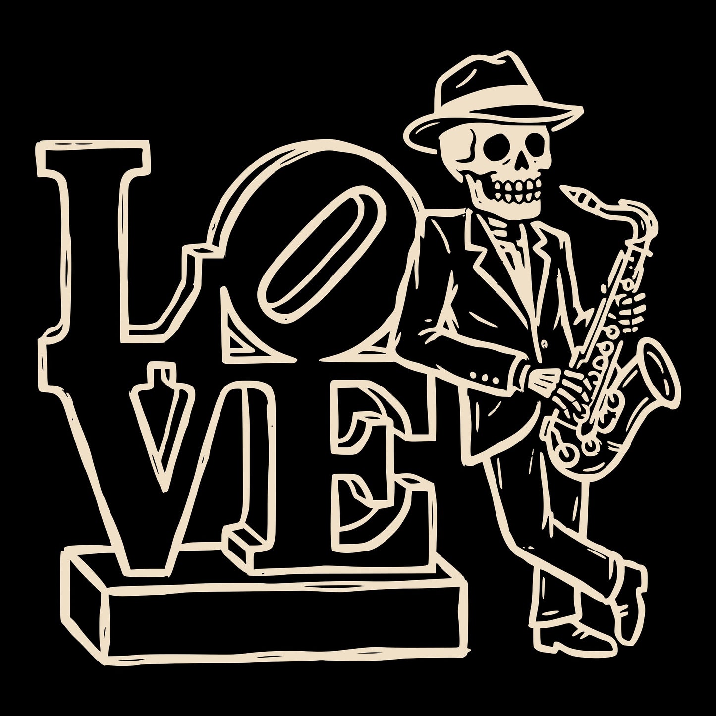 Sax Love Tee Design Black
