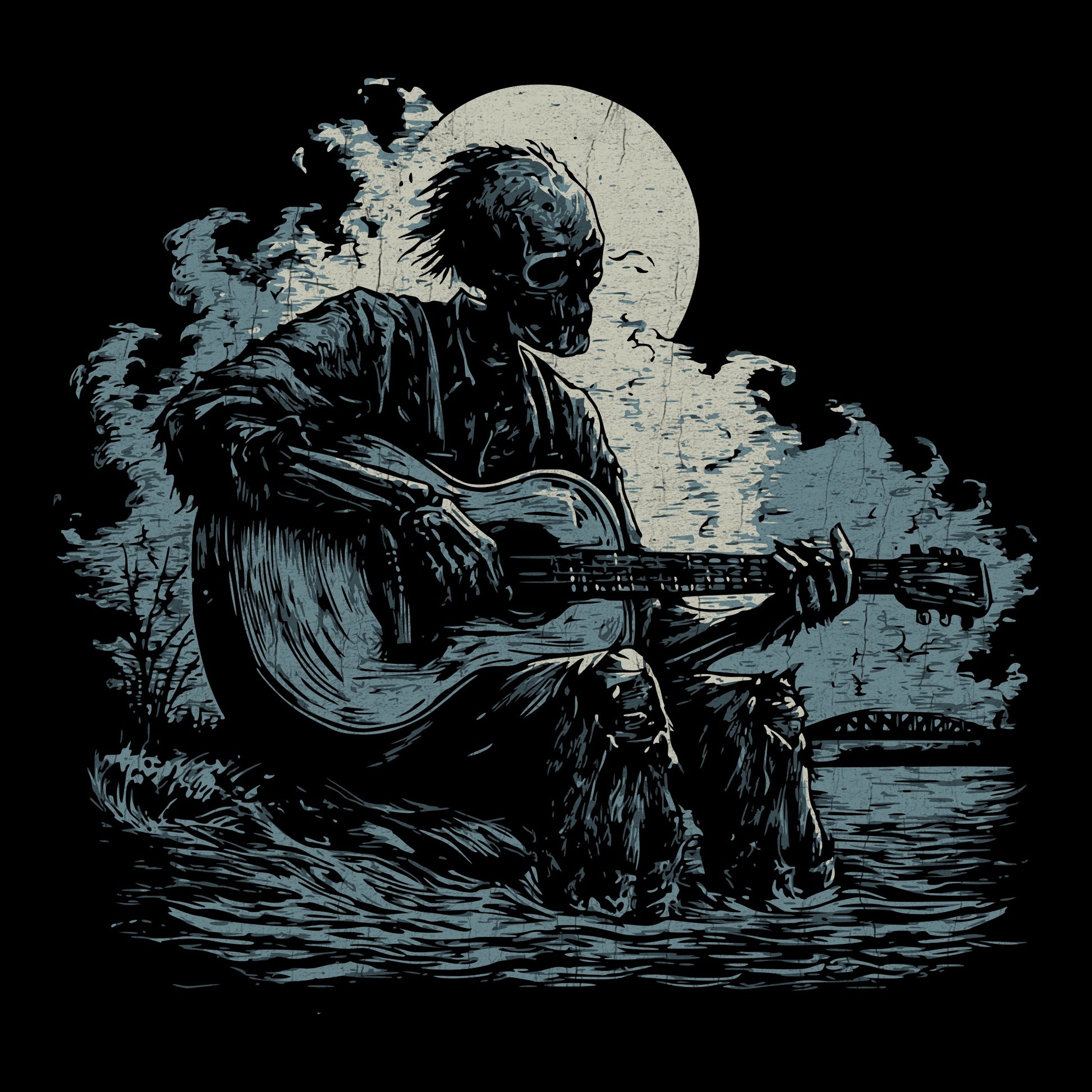 Under the Moon Tee Design Black