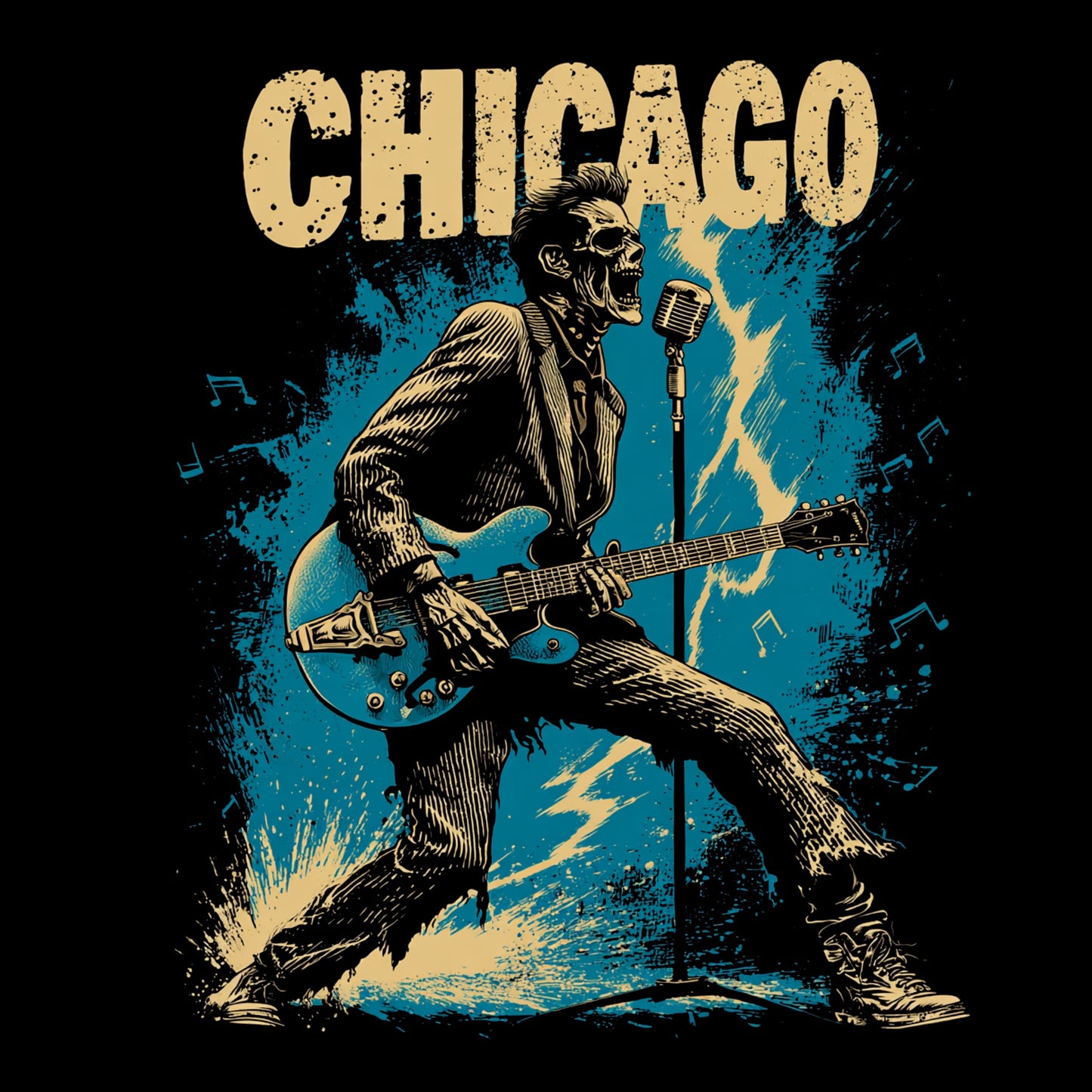 Chicago Lightning T-Shirt Design Black