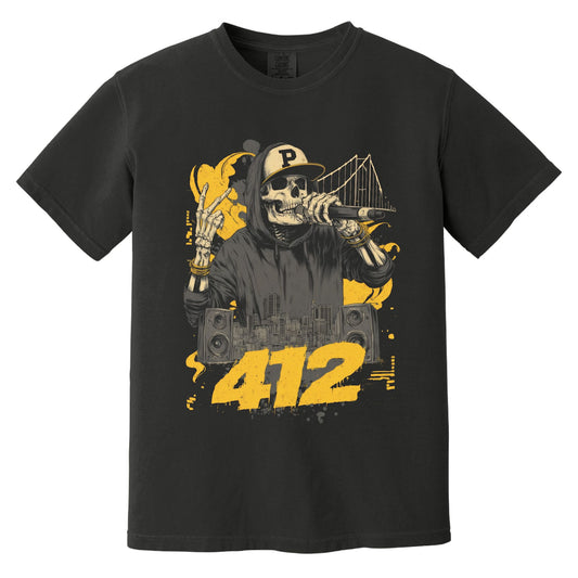 Pittsburgh 412 Skeleton T-Shirt | Comfort Colors® 1717 Black
