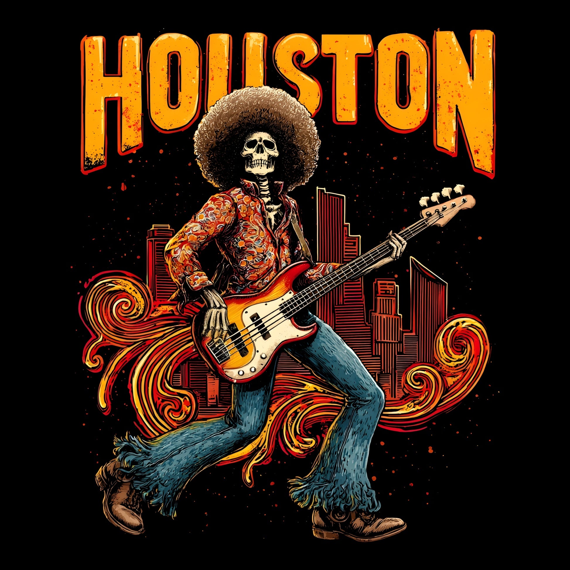 Houston Bassist T-Shirt Design Black