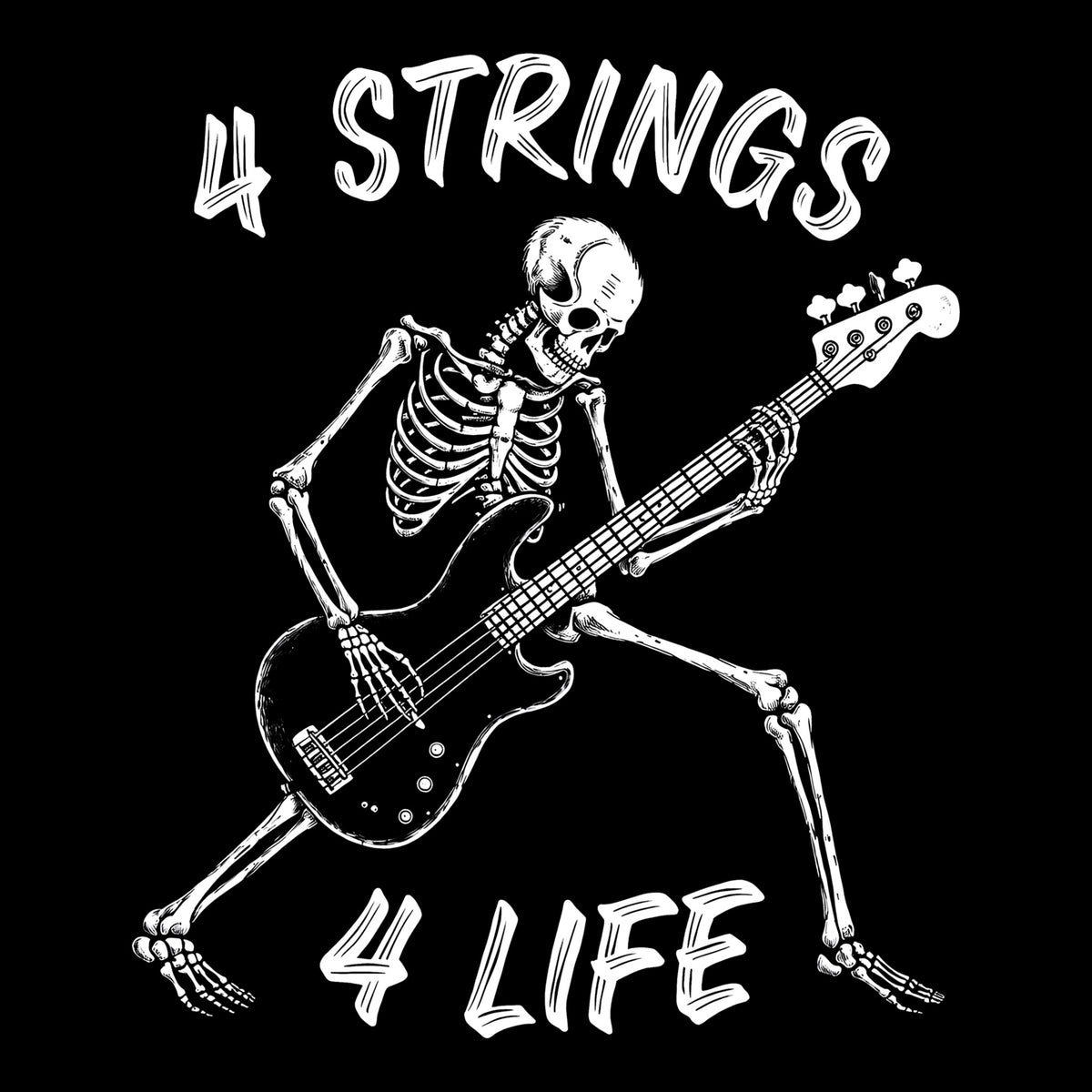 4 Strings Tee Black Design