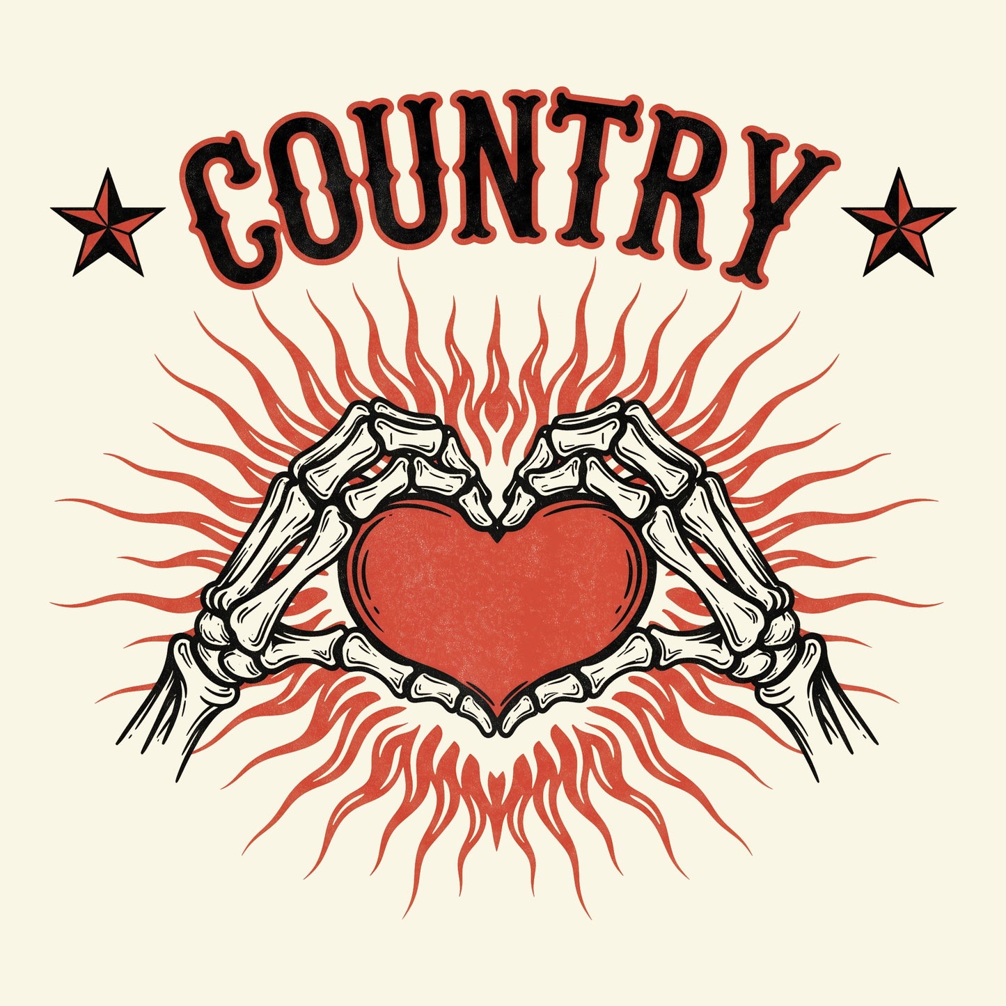 Country Heart Tee Design Natural