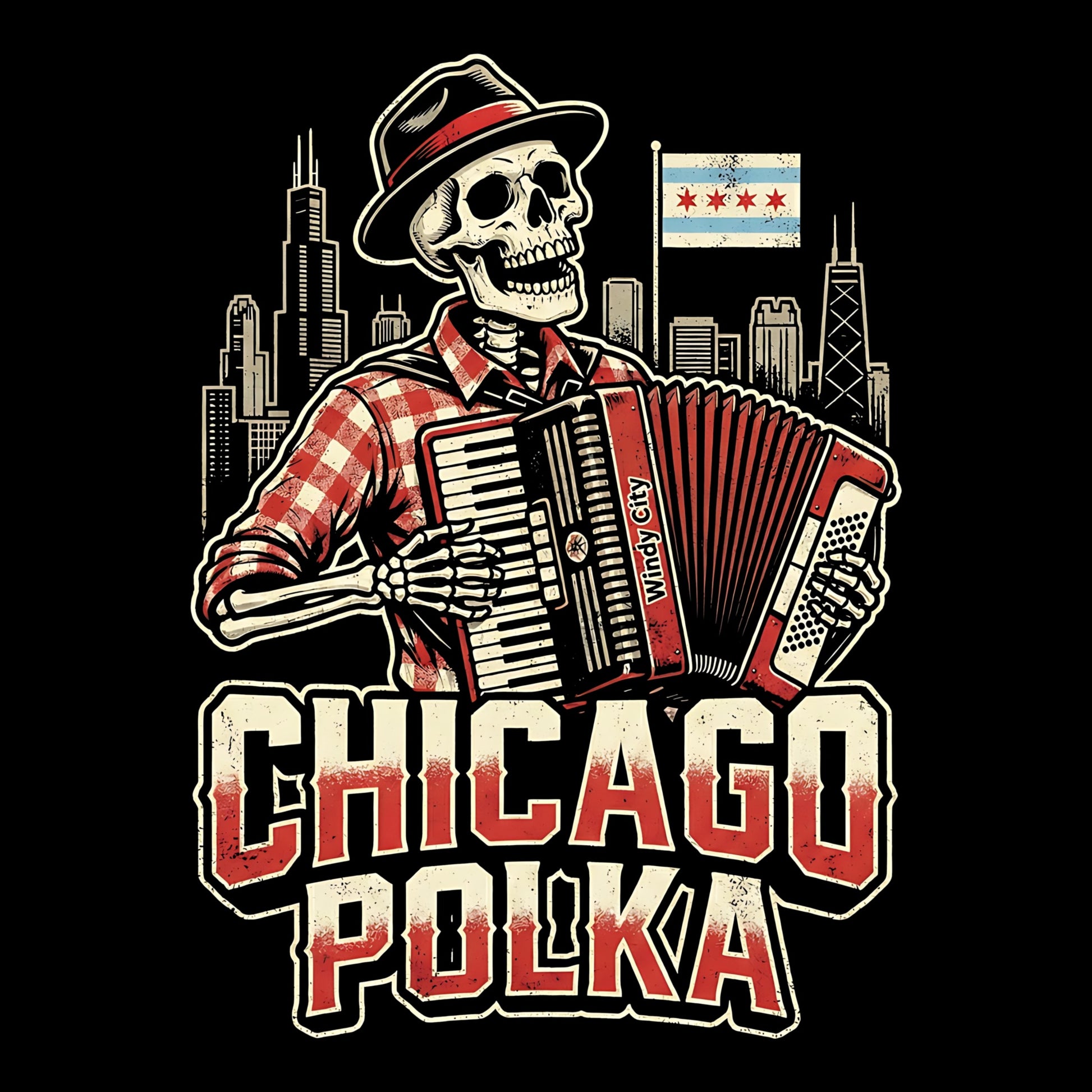 Chicago Polka Tee Design Black