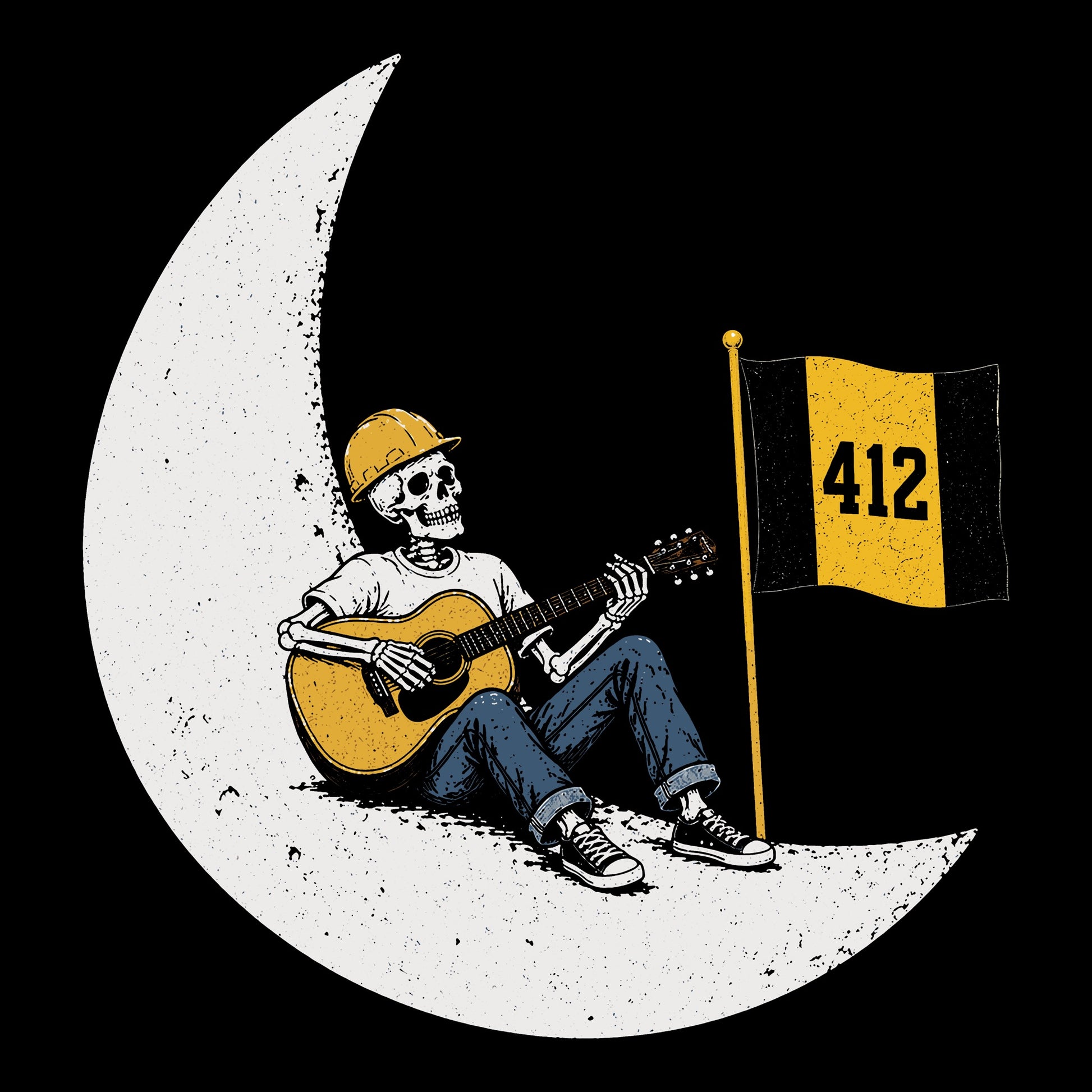 412 Moon Tee Black Design
