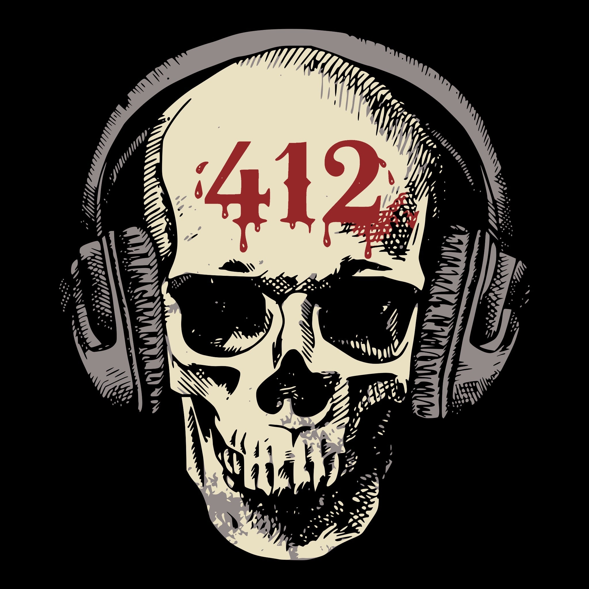 412 Skull Tee Black Design