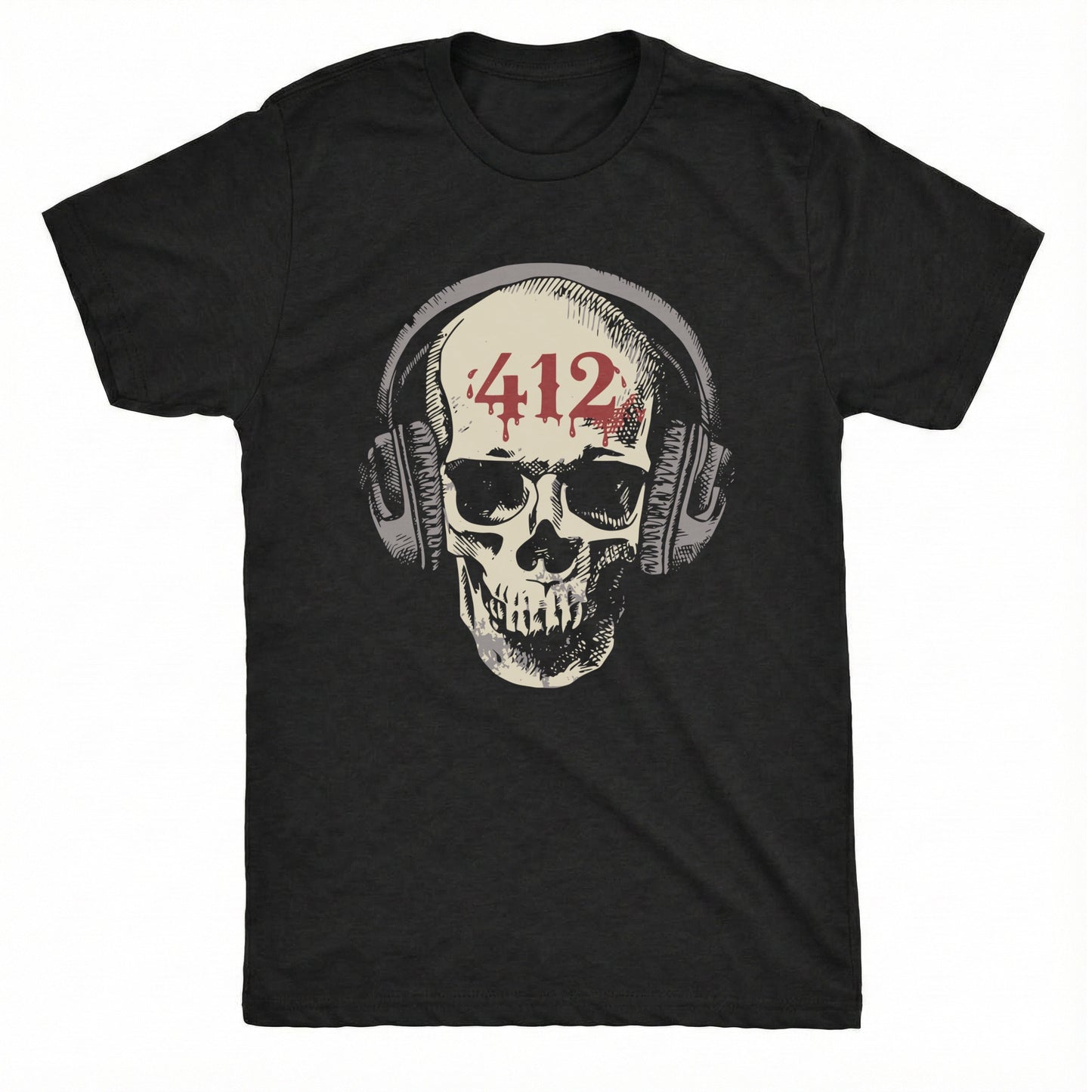 412 Skull Tee Black Mockup
