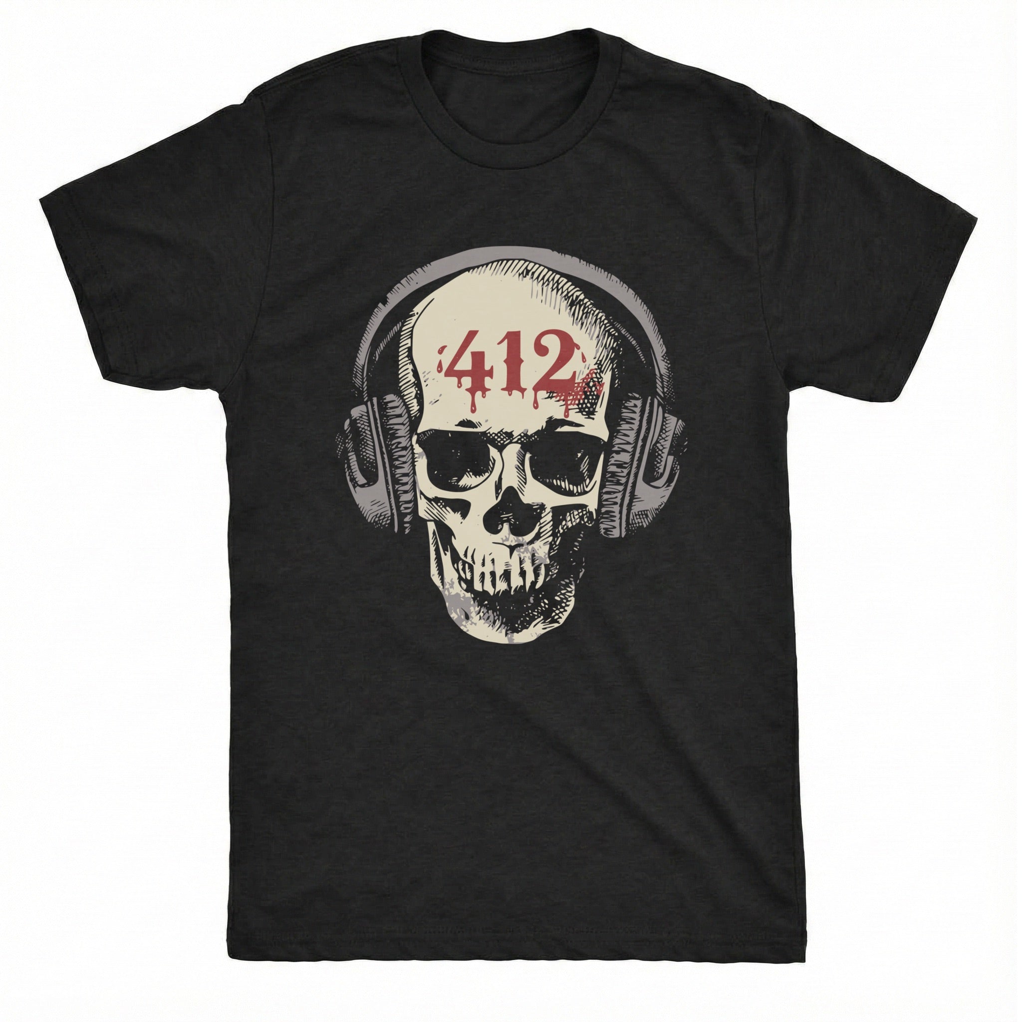 412 Skull Tee Black Mockup