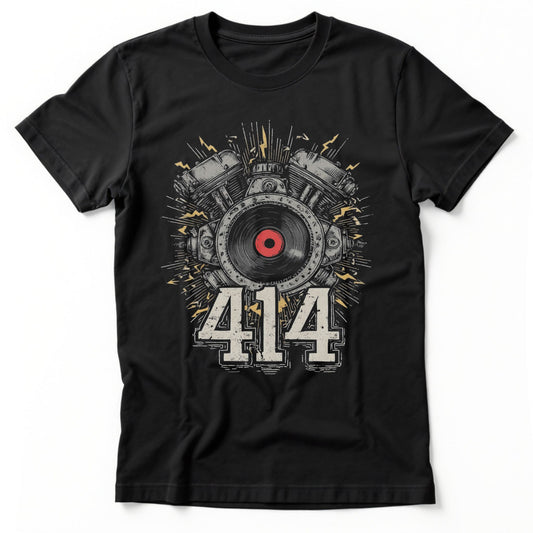 414 Engine Vinyl T-Shirt | Classic Tee Black