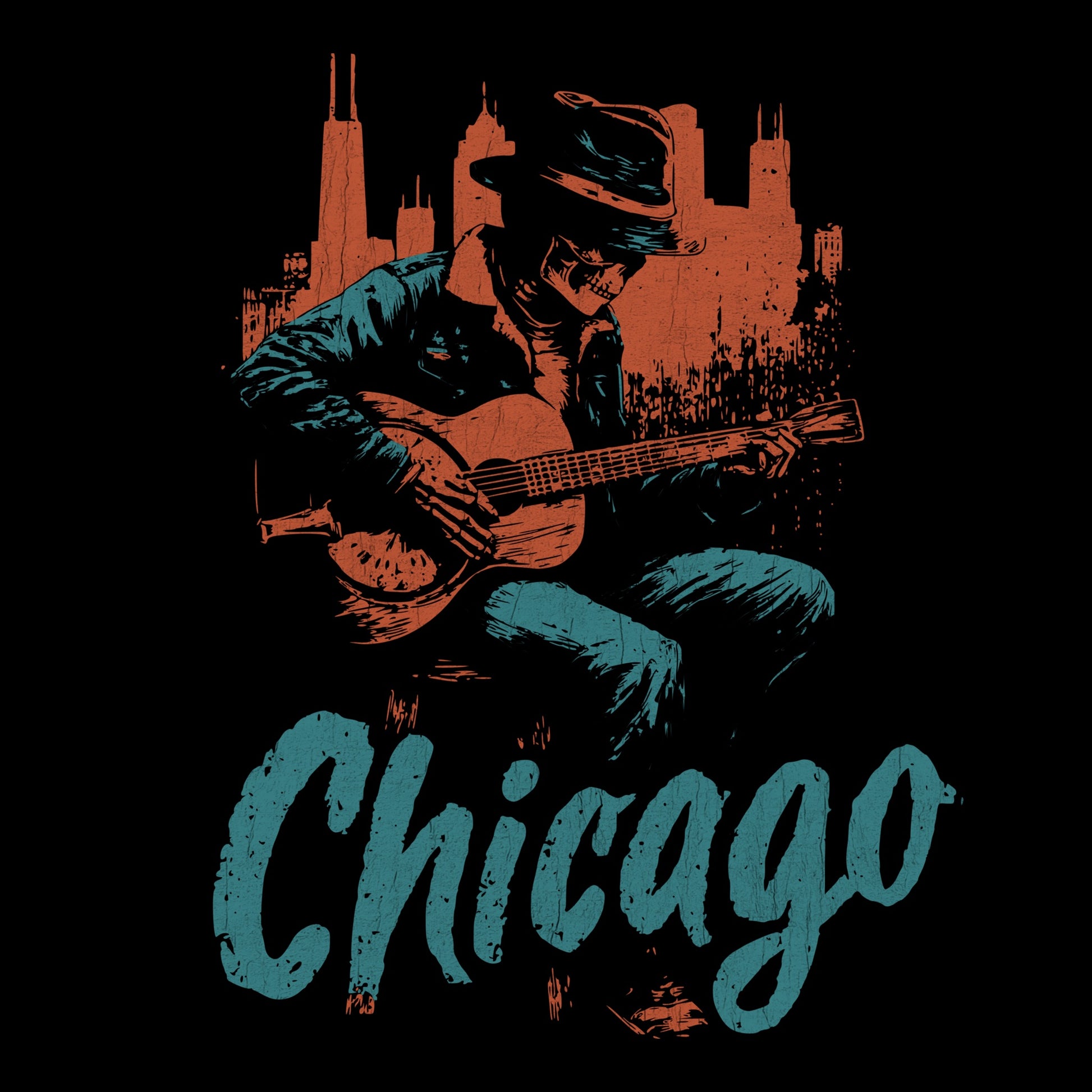 Rusted Blues Tee Design Black