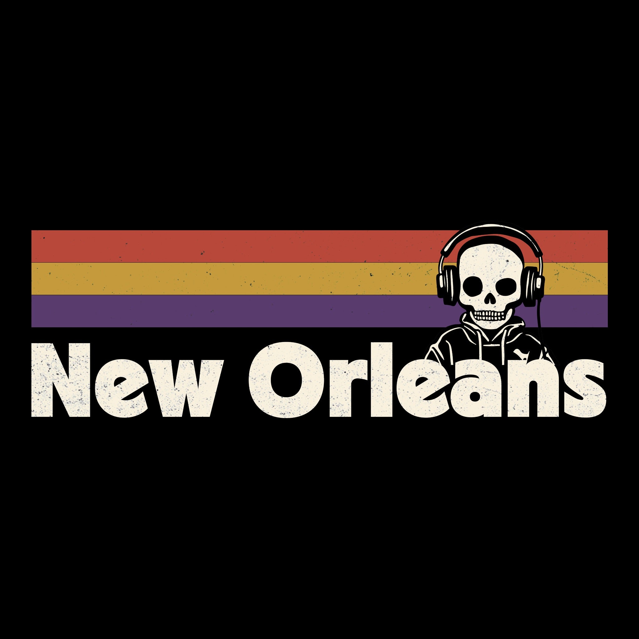 Retro Nola Tee Design Black