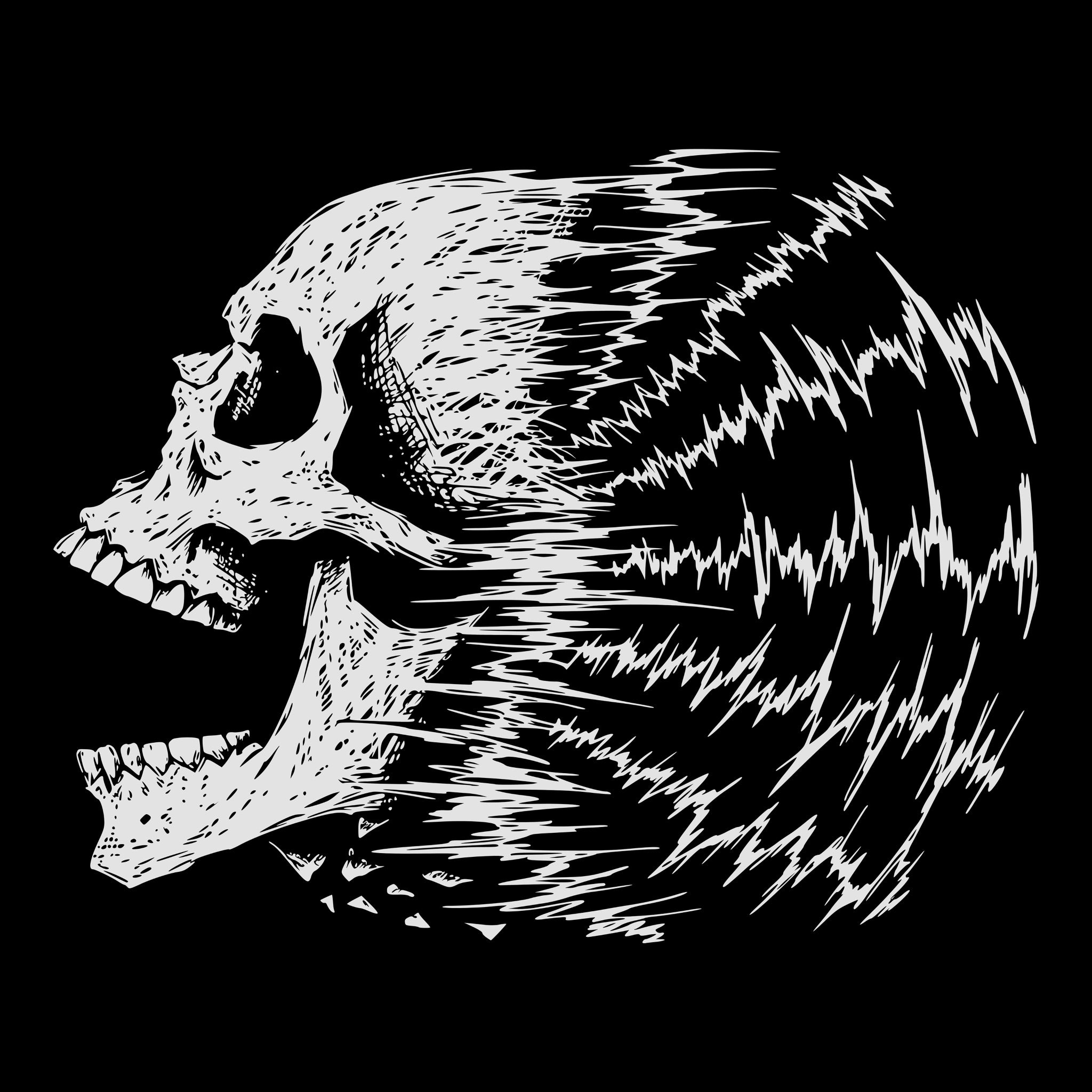 Distorted Spounwave Brain Waves Sonic Skull T‑Shirt – Distorted Soundwave Graphic Tee