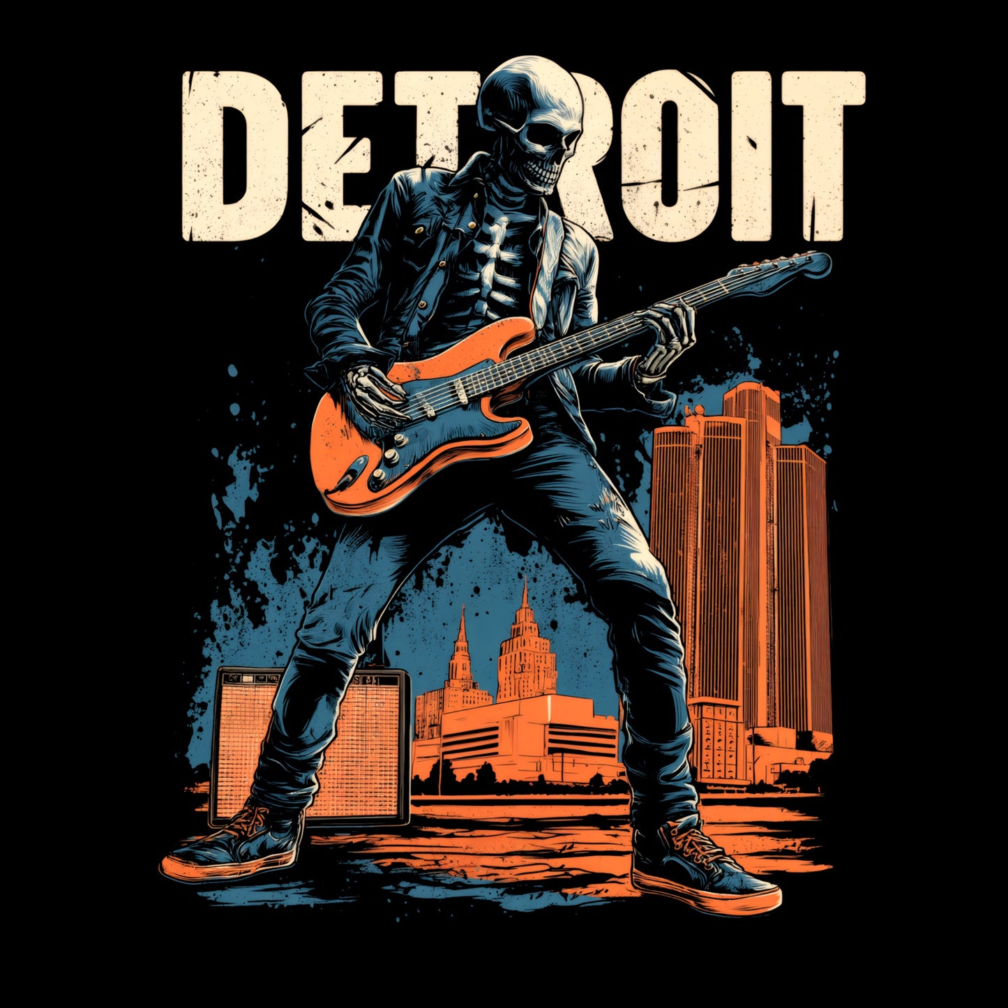 Detroit Rocker T-Shirt Design Black