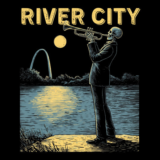 Moonlit Trumpeter Tee Design Black