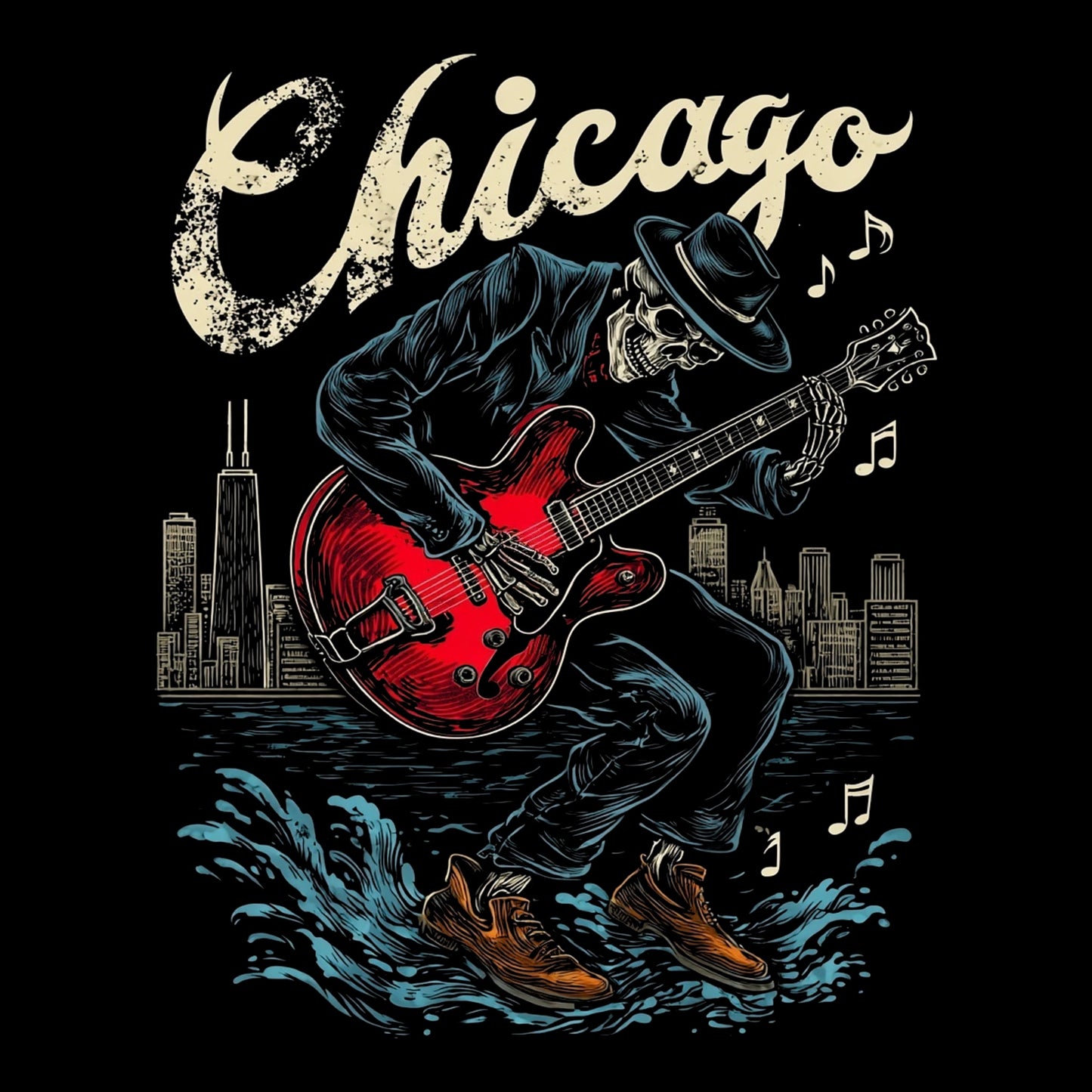 Lake Michigan Tee Design Black