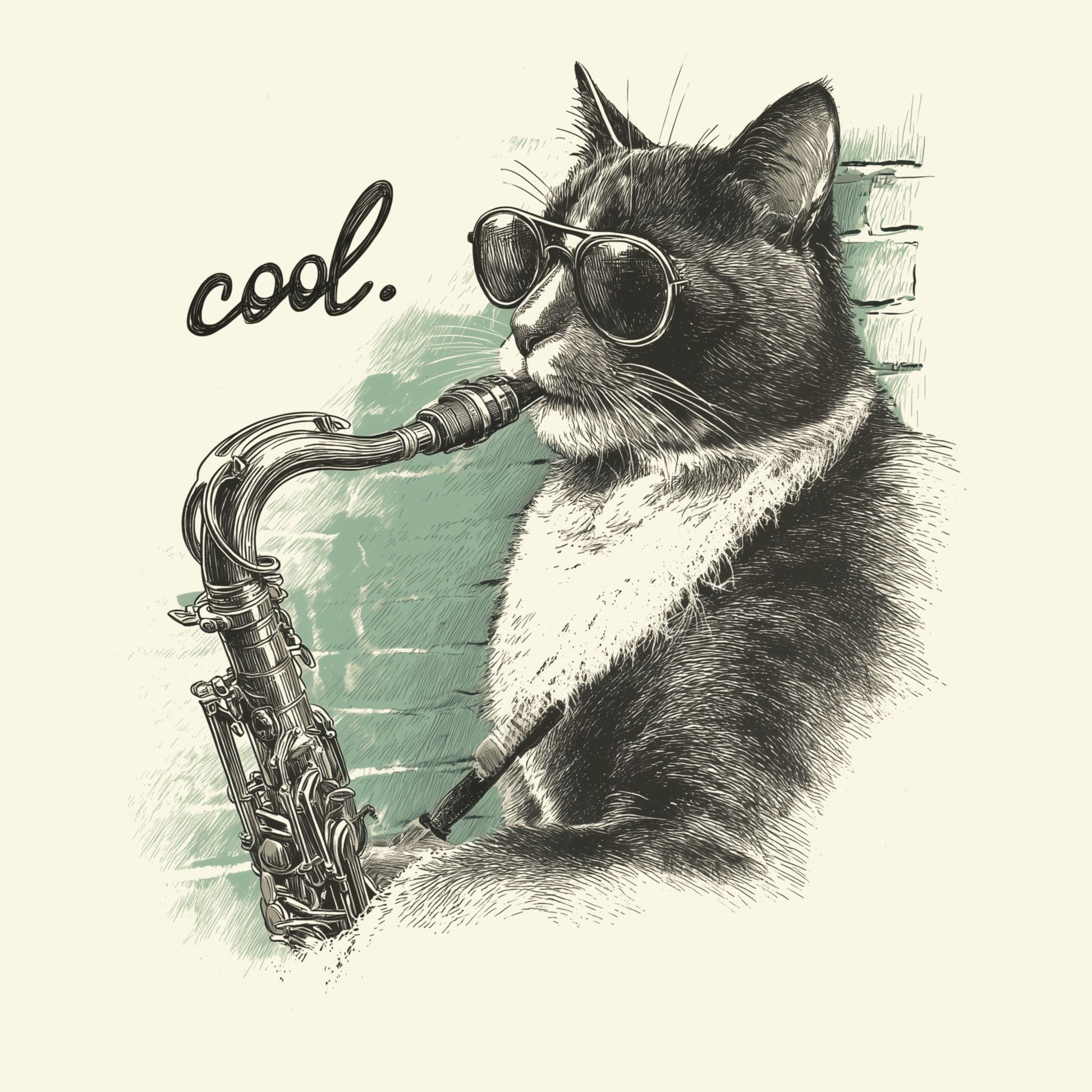 Cool Cat Jazz T-Shirt Design Natural
