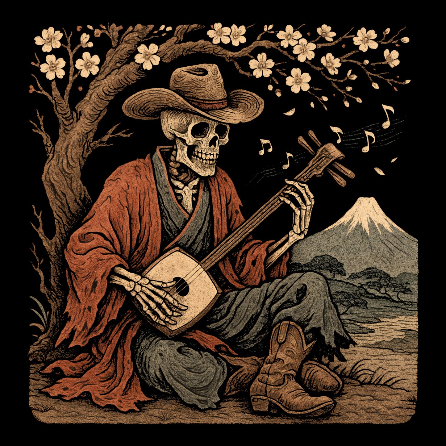 Sakura Hollow T-shirt Design Black