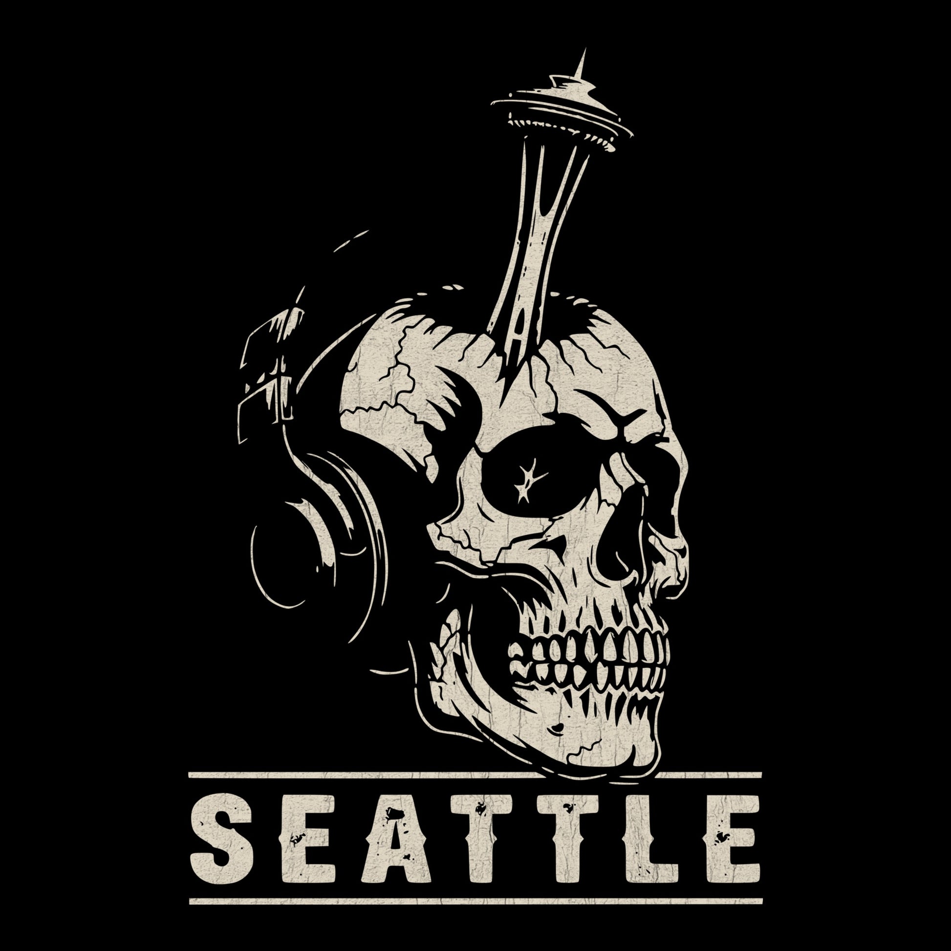 Space Skull Tee Design Black