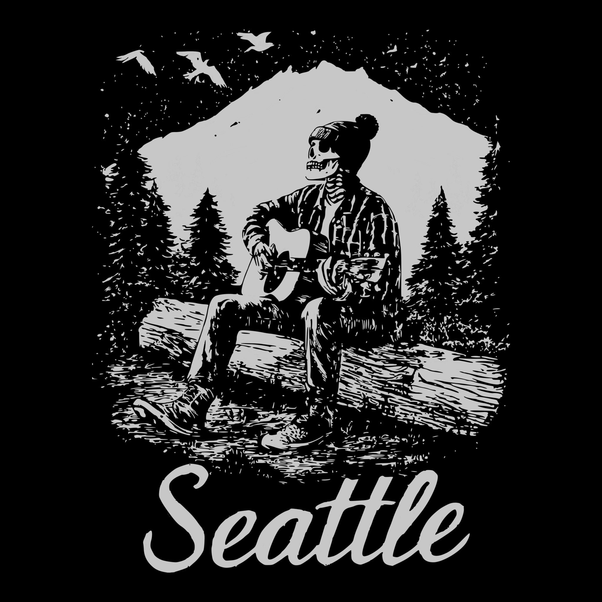 Seattle Snow Tee Design Black