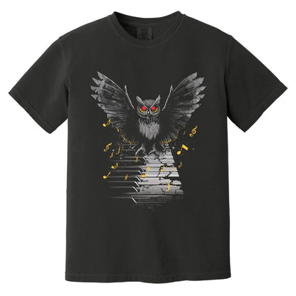 Piano Owl T-Shirt | Comfort Colors® 1717 Black