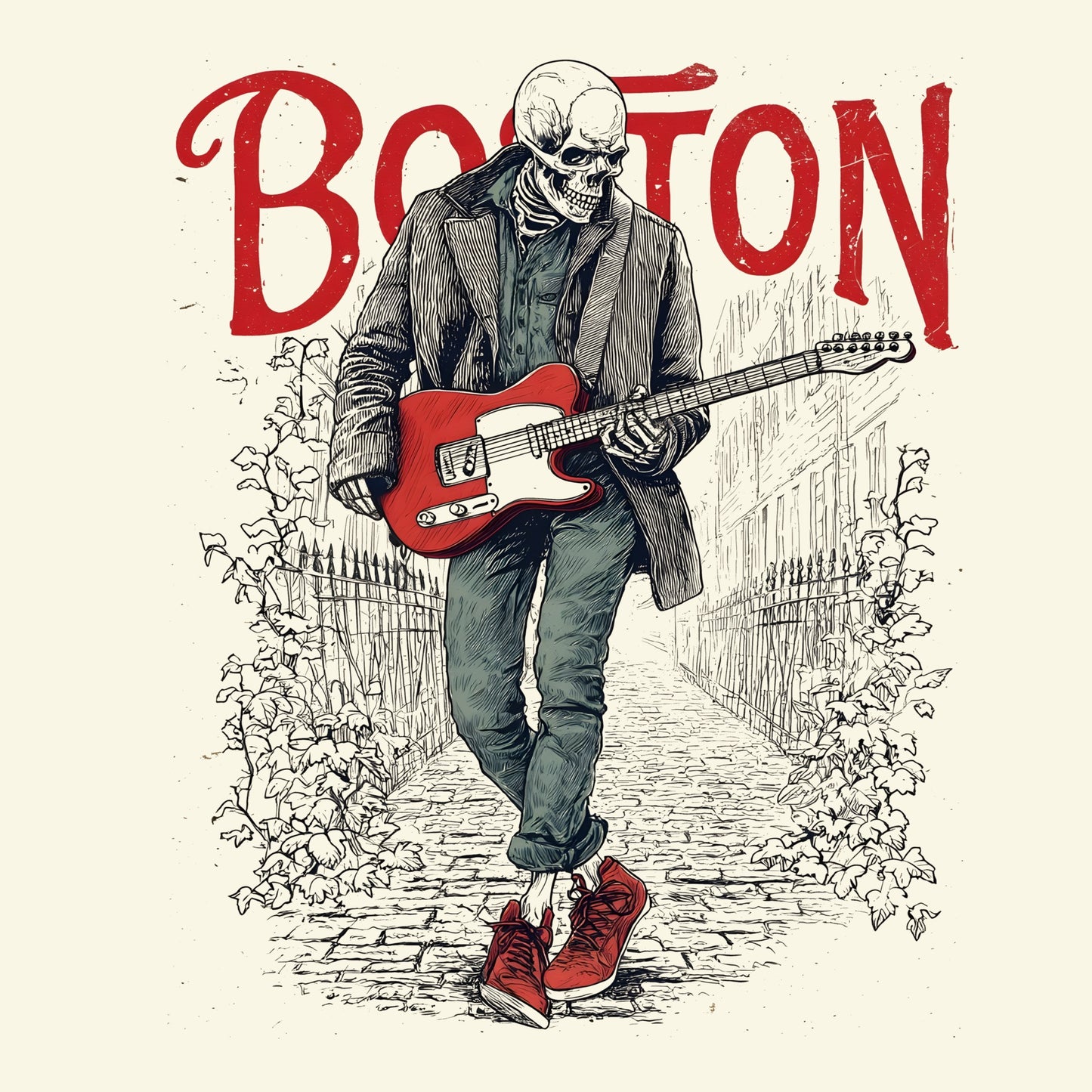 Boston Ivy T-Shirt Design Natural