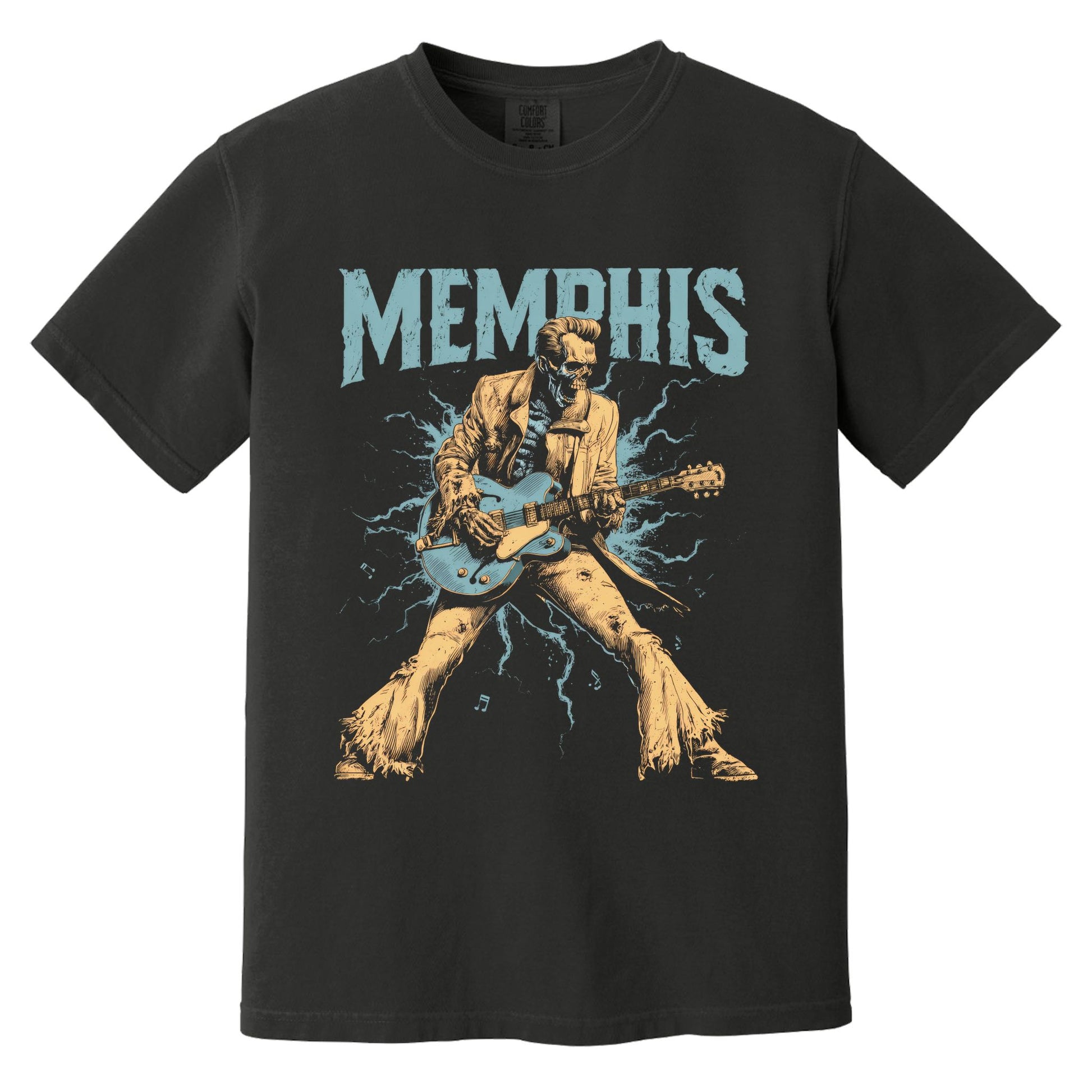 Memphis Rockability Skeleton T-Shirt | Comfort Colors® 1717 Black