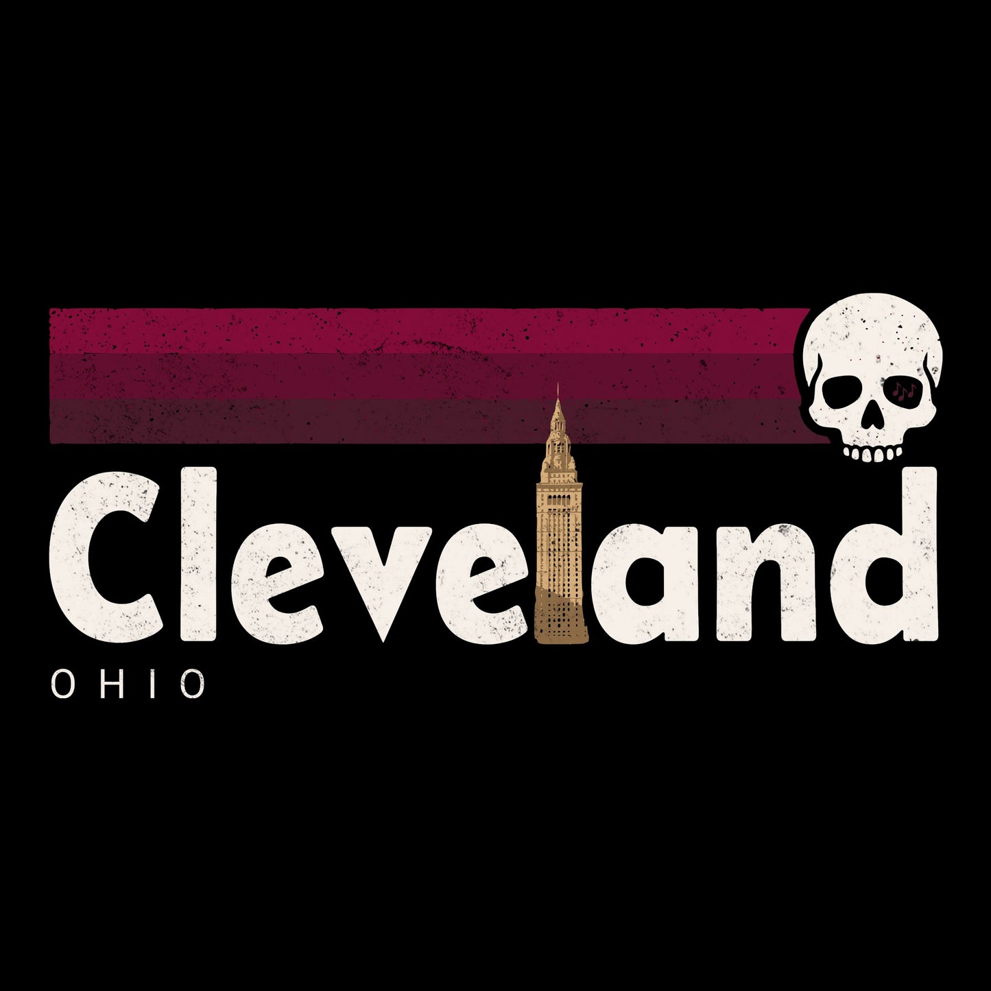 Retro Cleveland Tee Design Black