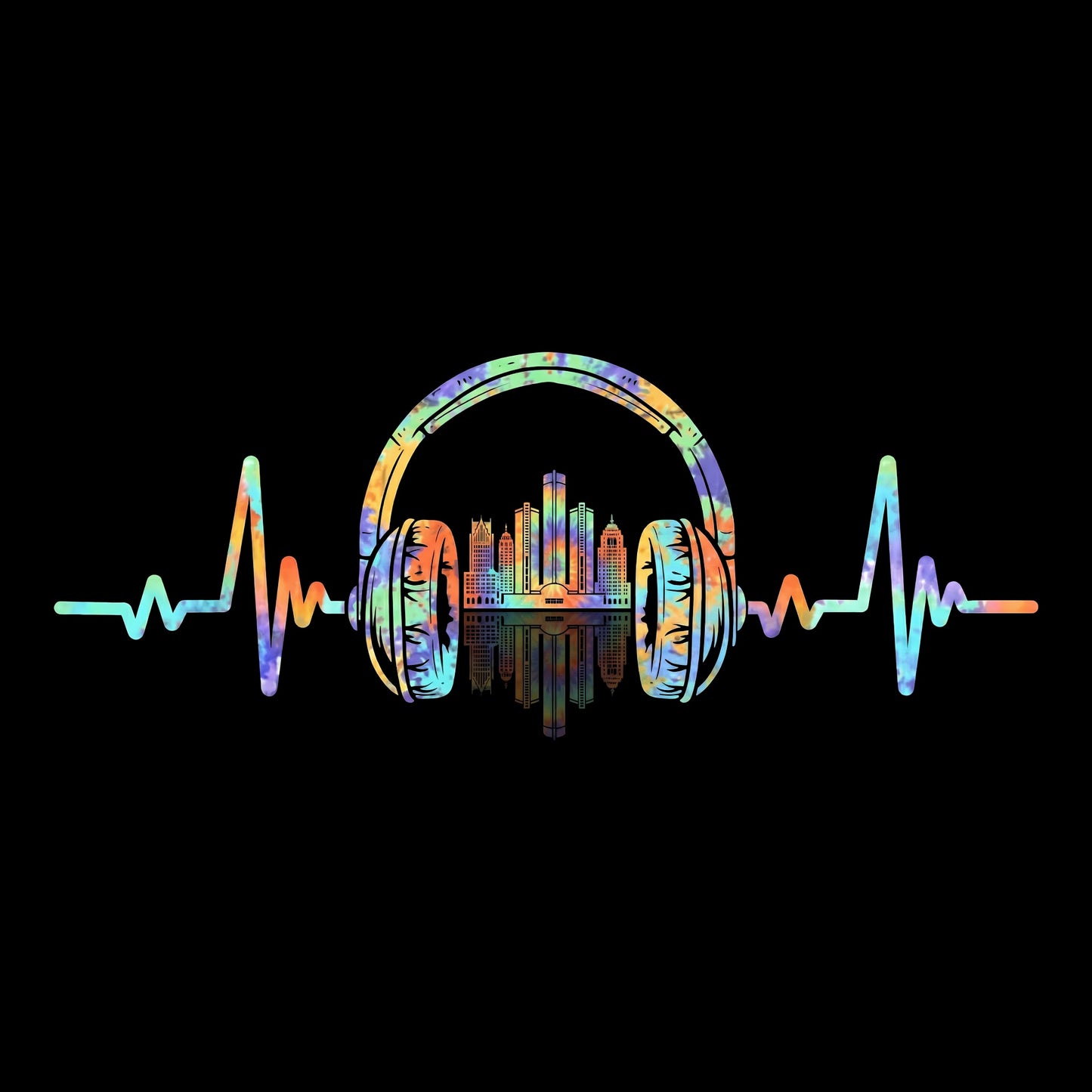 Tie-dye Detroit Tee Design Black