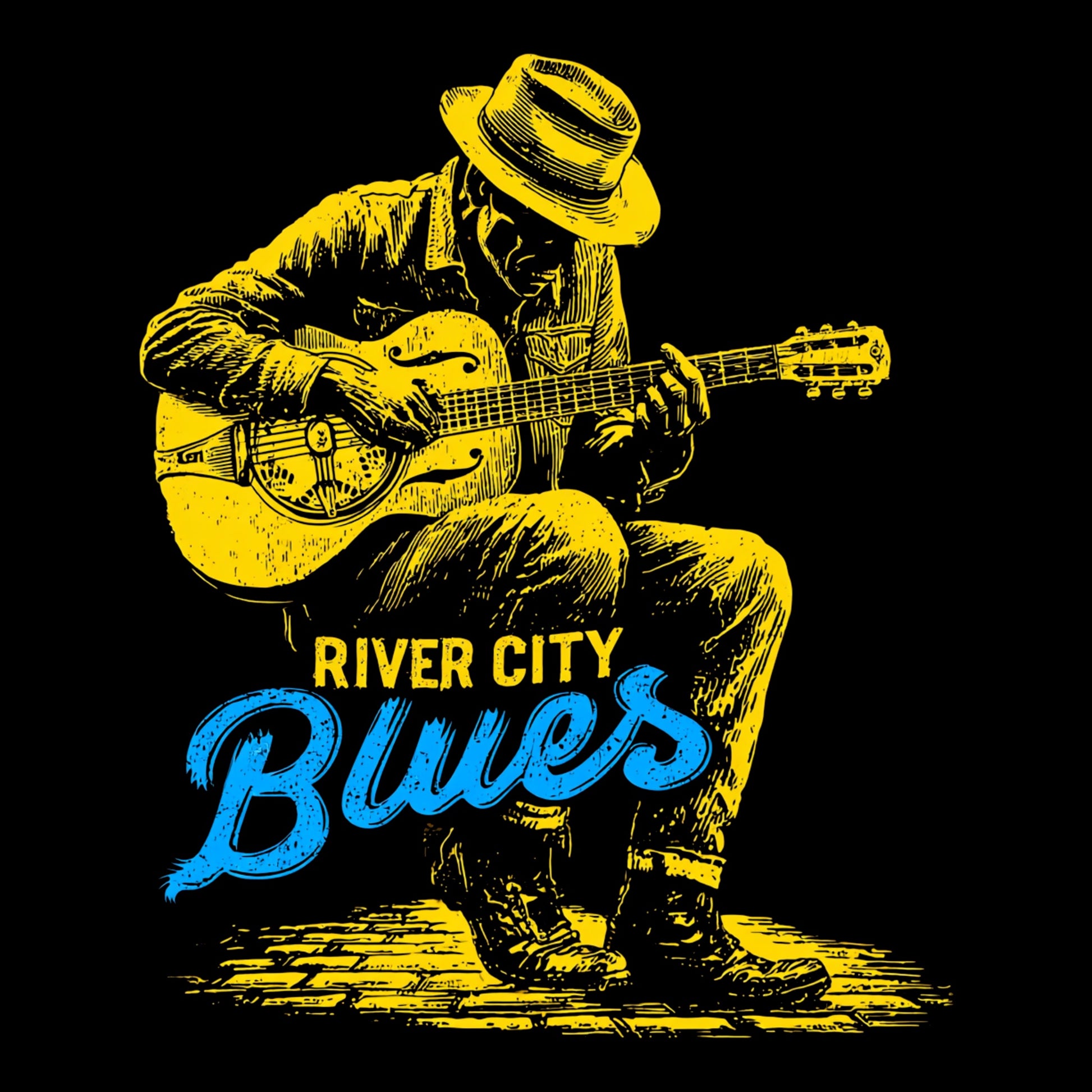 River City Blues Tee Design Black