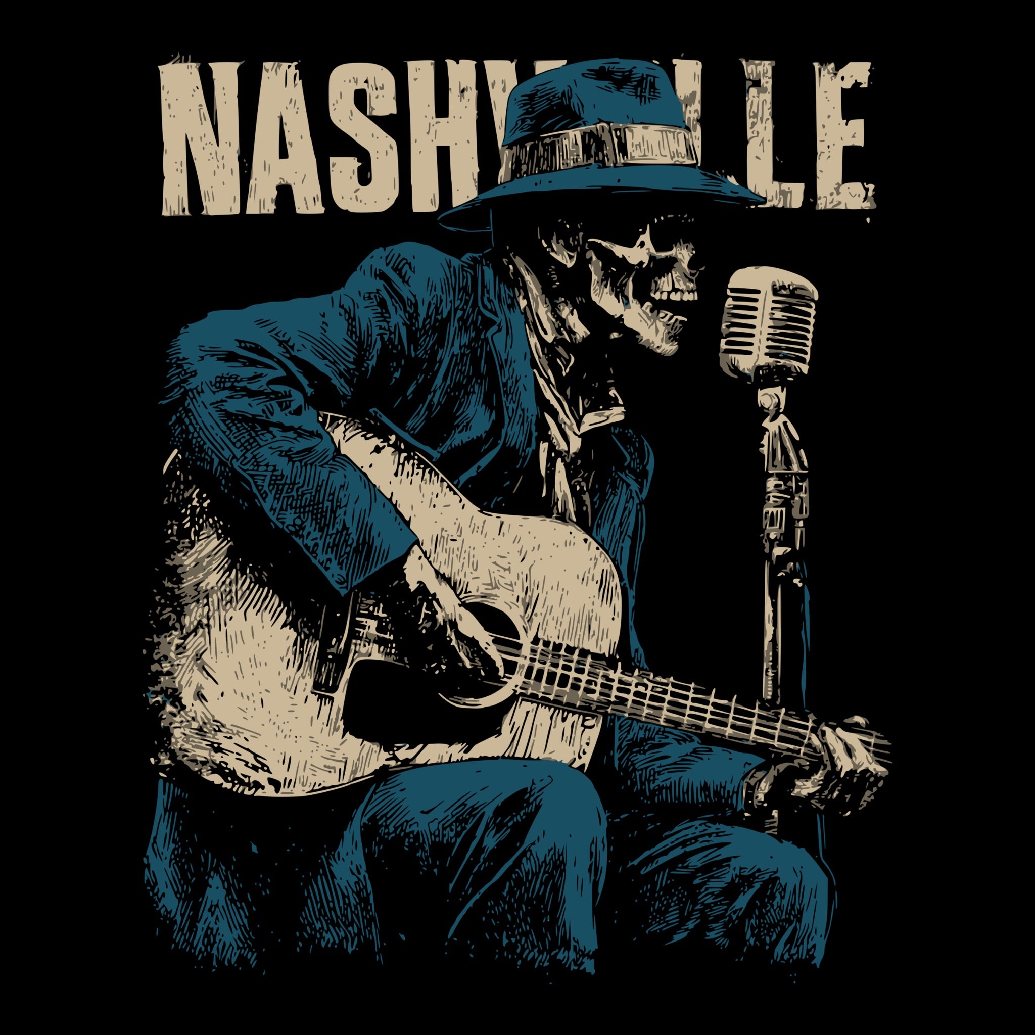Nashville Blues Tee Design black