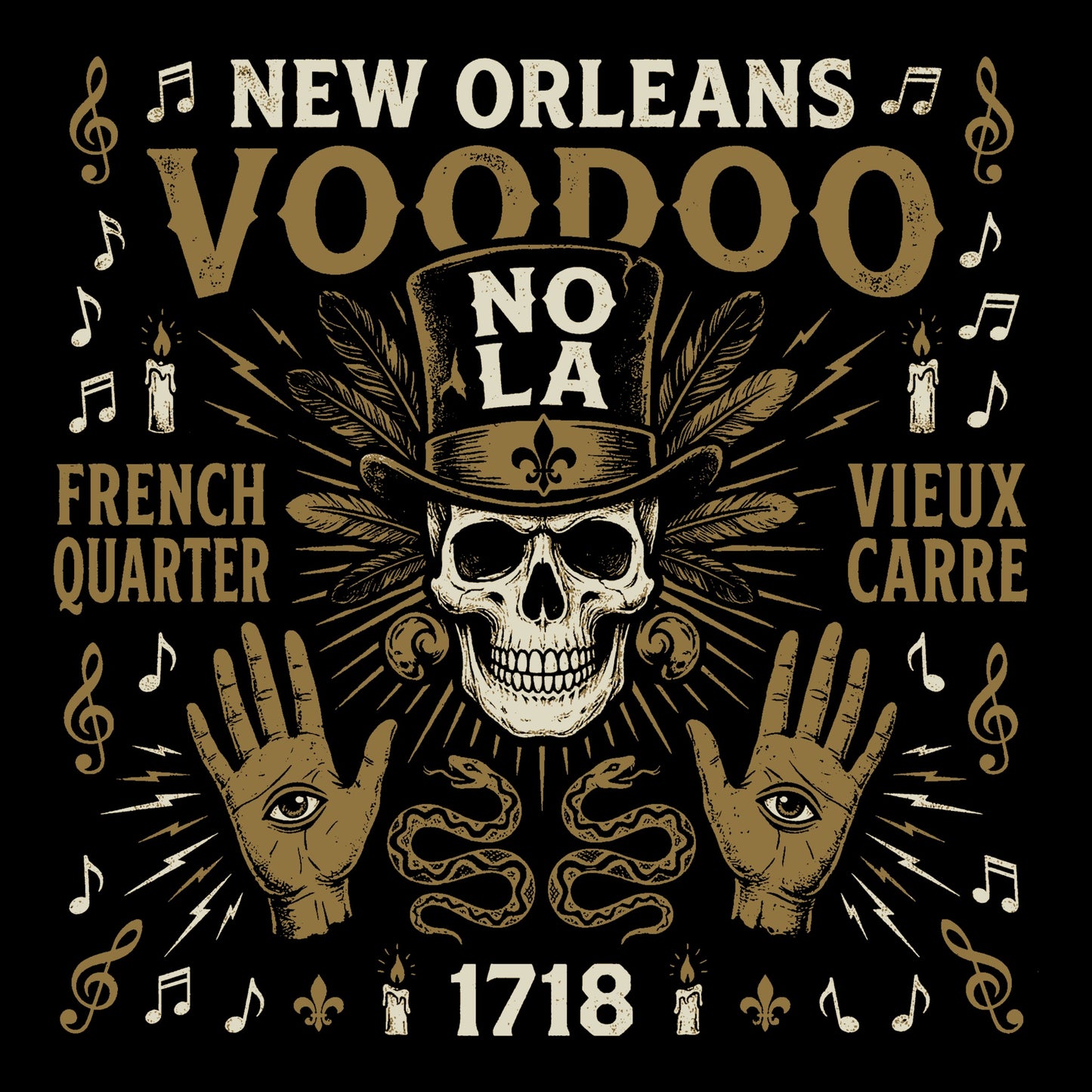 Vieux Carre Tee Design Black