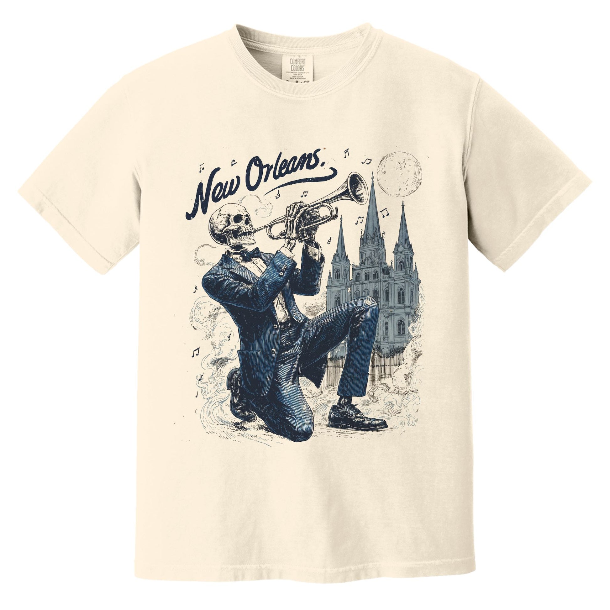 New Orleans Trumpeteer Skeleton T-Shirt | Comfort Colors® 1717 Ivory
